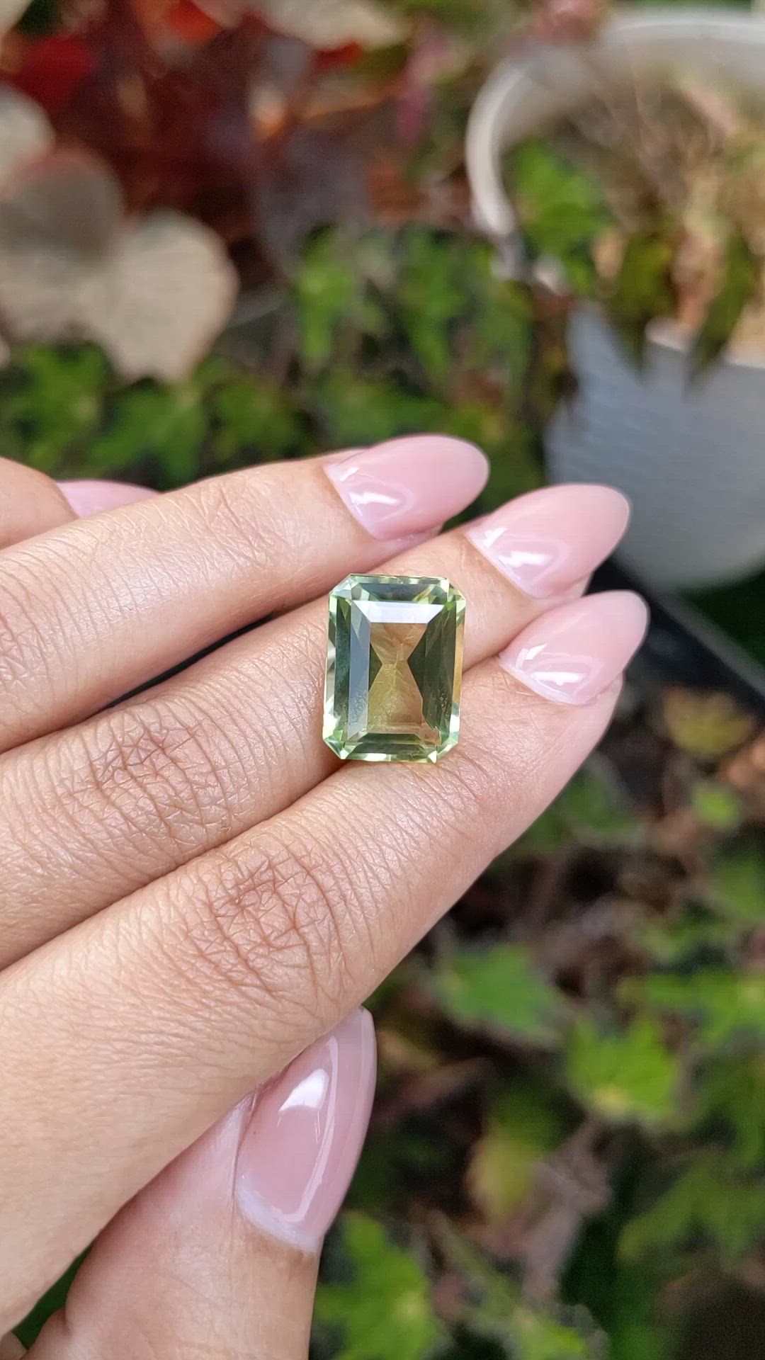 9.22 Ct. Yellowish Green Prasiolite from Brazil Size Video
