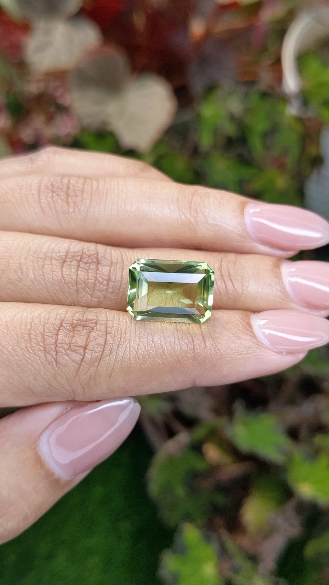 9.22 Ct. Yellowish Green Prasiolite from Brazil Size Video