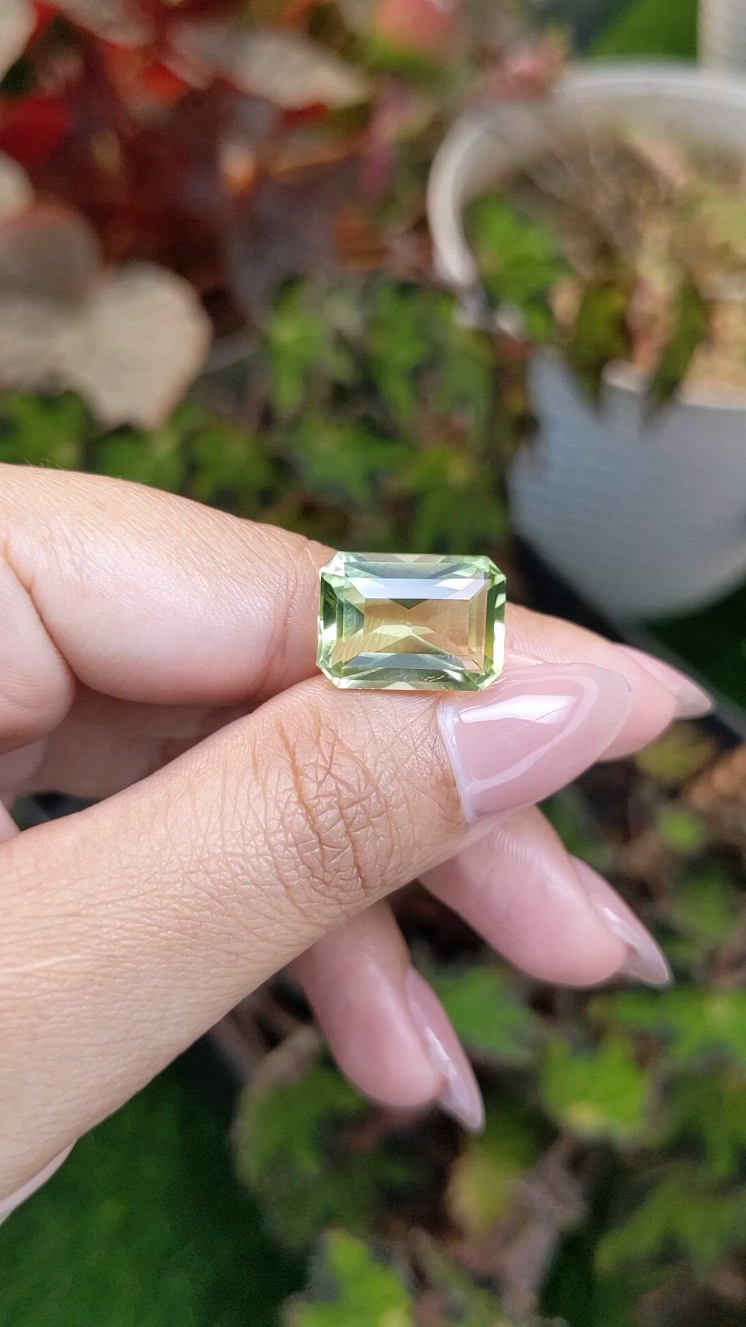9.22 Ct. Yellowish Green Prasiolite from Brazil Size Video