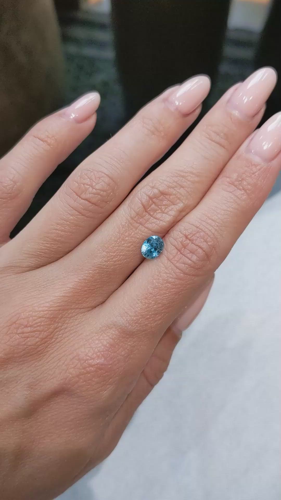1.82 Ct. Blue Zircon from Ceylon (Sri Lanka) Size Video