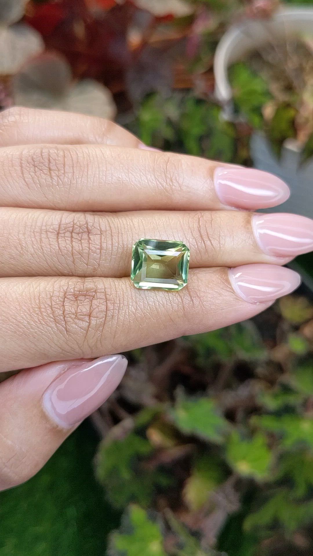 5.77 Ct. Yellowish Green Prasiolite from Brazil Size Video