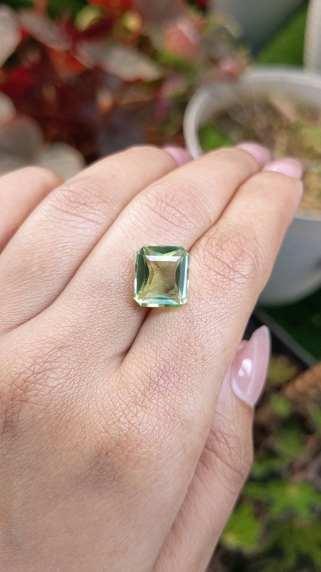5.77 Ct. Yellowish Green Prasiolite from Brazil Size Video