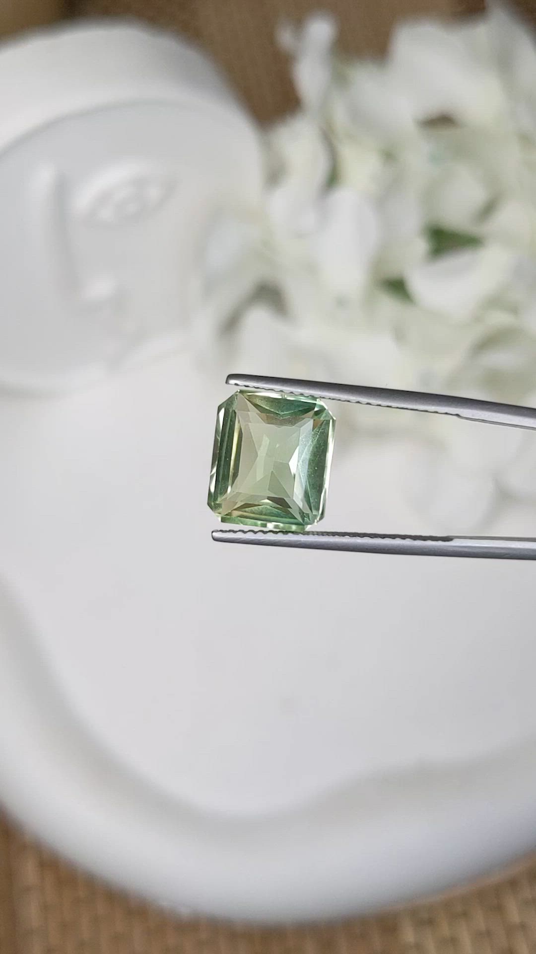 5.77 Ct. Yellowish Green Prasiolite from Brazil Size Video