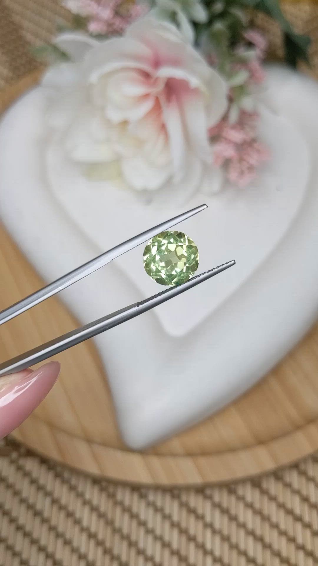 4.41 Ct. Yellowish Green Prasiolite from Brazil Size Video
