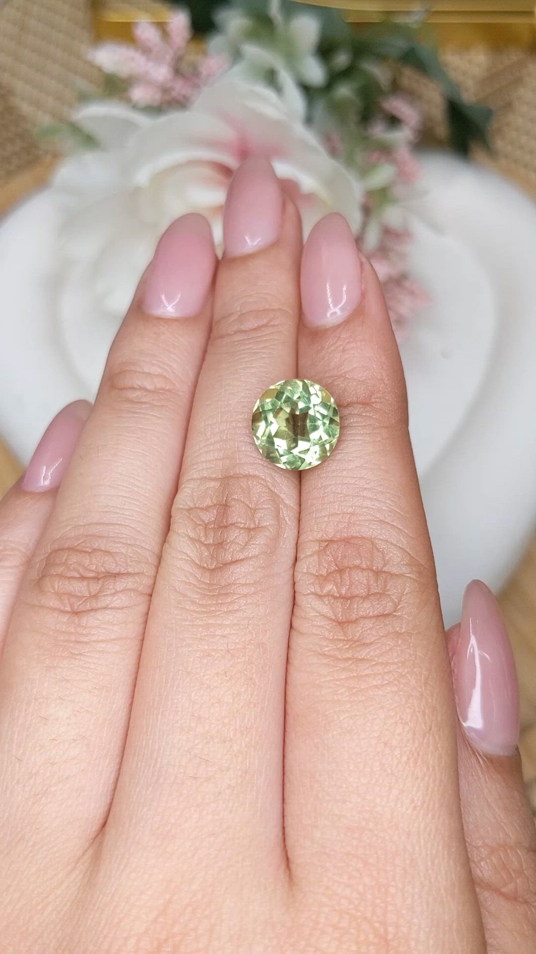 4.41 Ct. Yellowish Green Prasiolite from Brazil Size Video