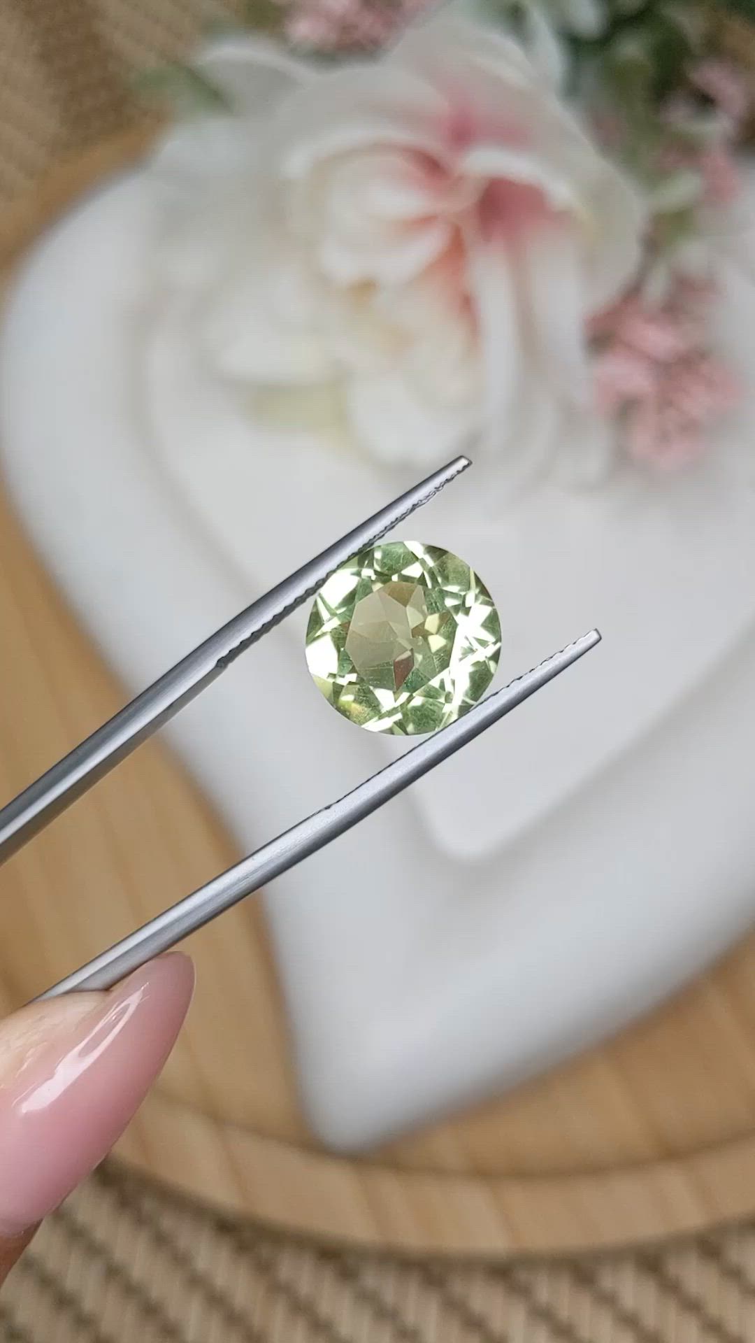5.74 Ct. Green Prasiolite from Brazil Size Video