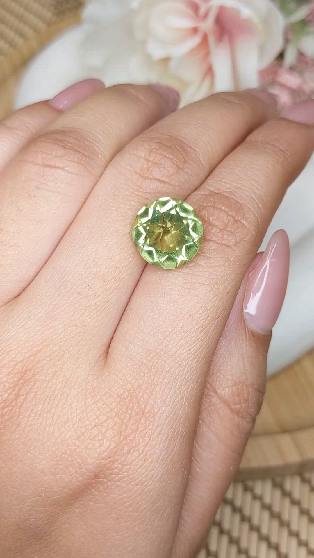 5.74 Ct. Green Prasiolite from Brazil Size Video