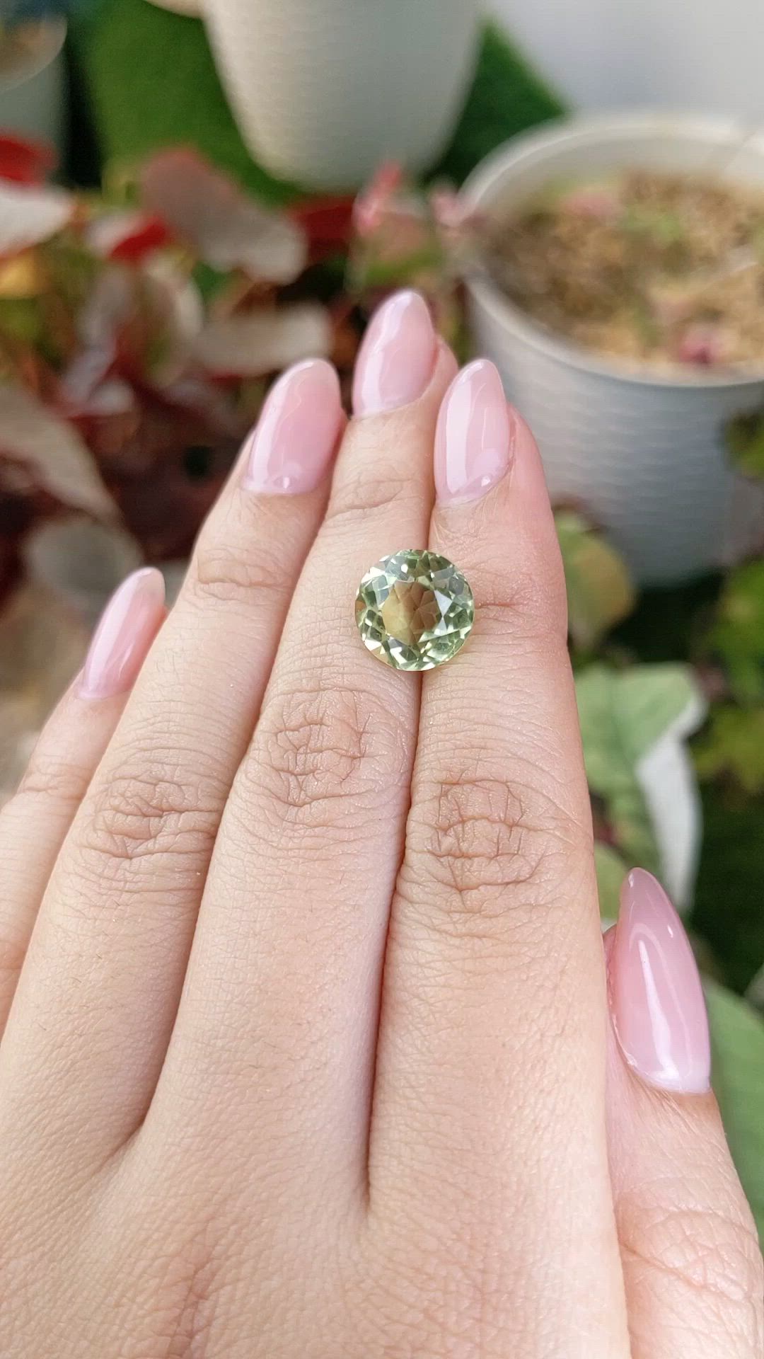 4.83 Ct. Yellowish Green Prasiolite from Brazil Size Video