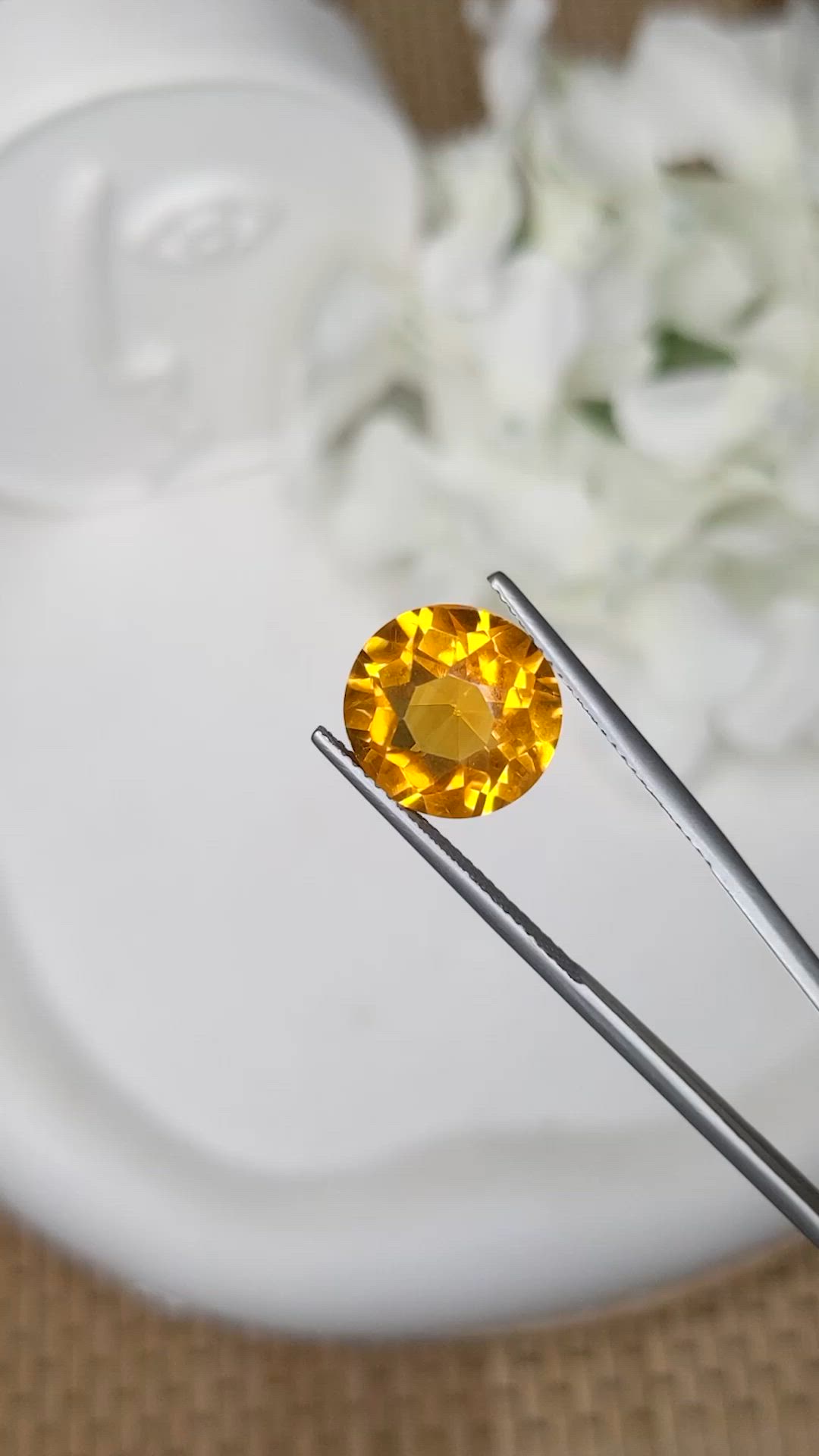 6.41 Ct. Orangish Yellow Citrine from Brazil Size Video