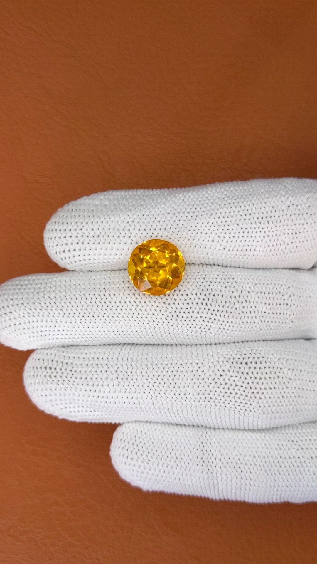 5.14 Ct. Orangish Yellow Citrine from Brazil Size Video