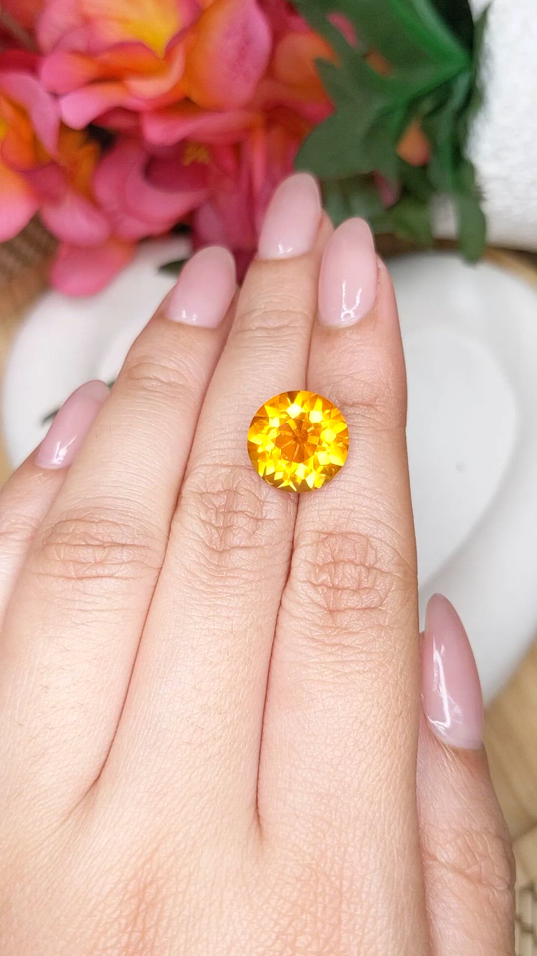 6.61 Ct. Yellowish Orange Citrine from Brazil Size Video