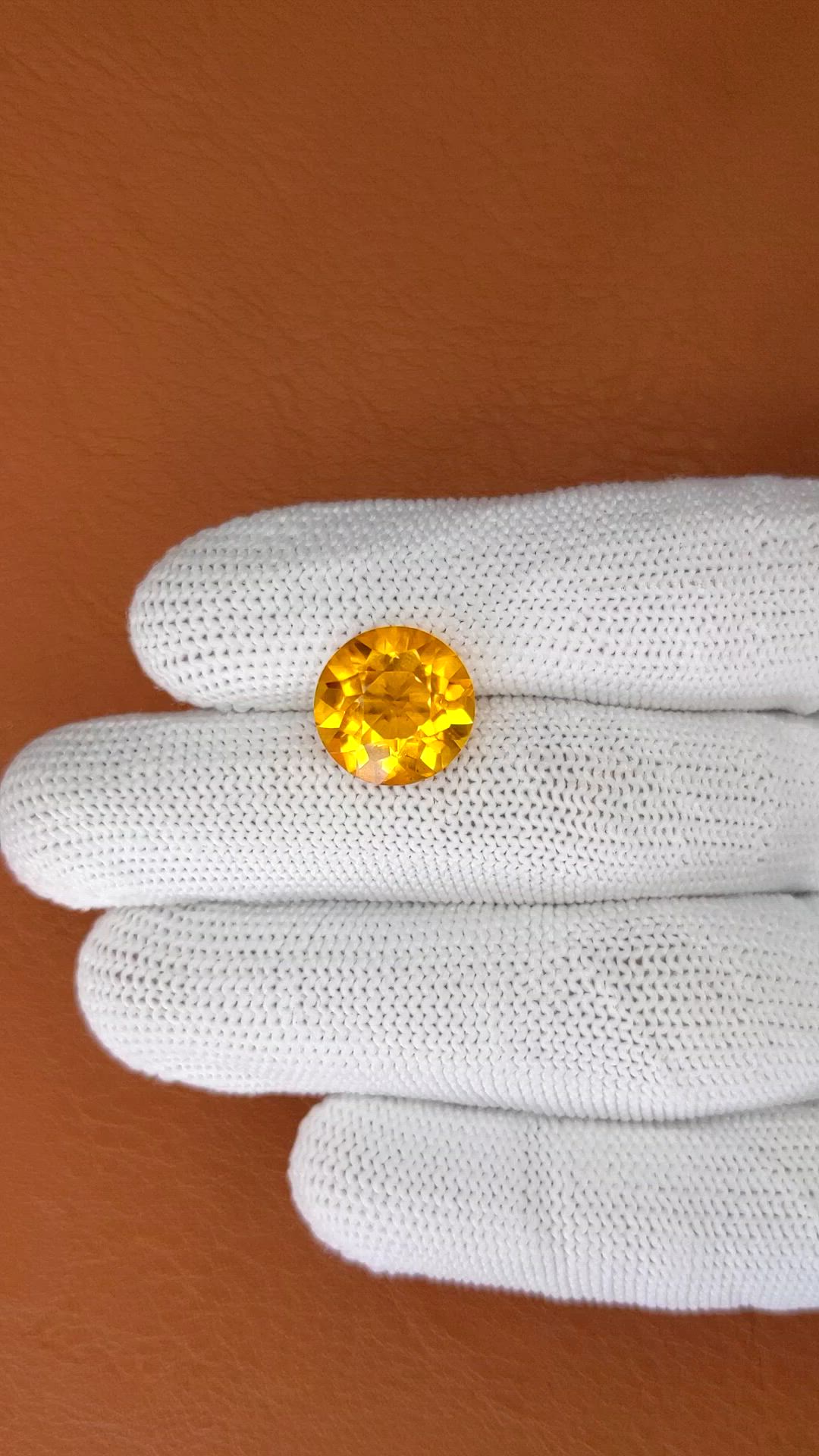 6.61 Ct. Yellowish Orange Citrine from Brazil Size Video