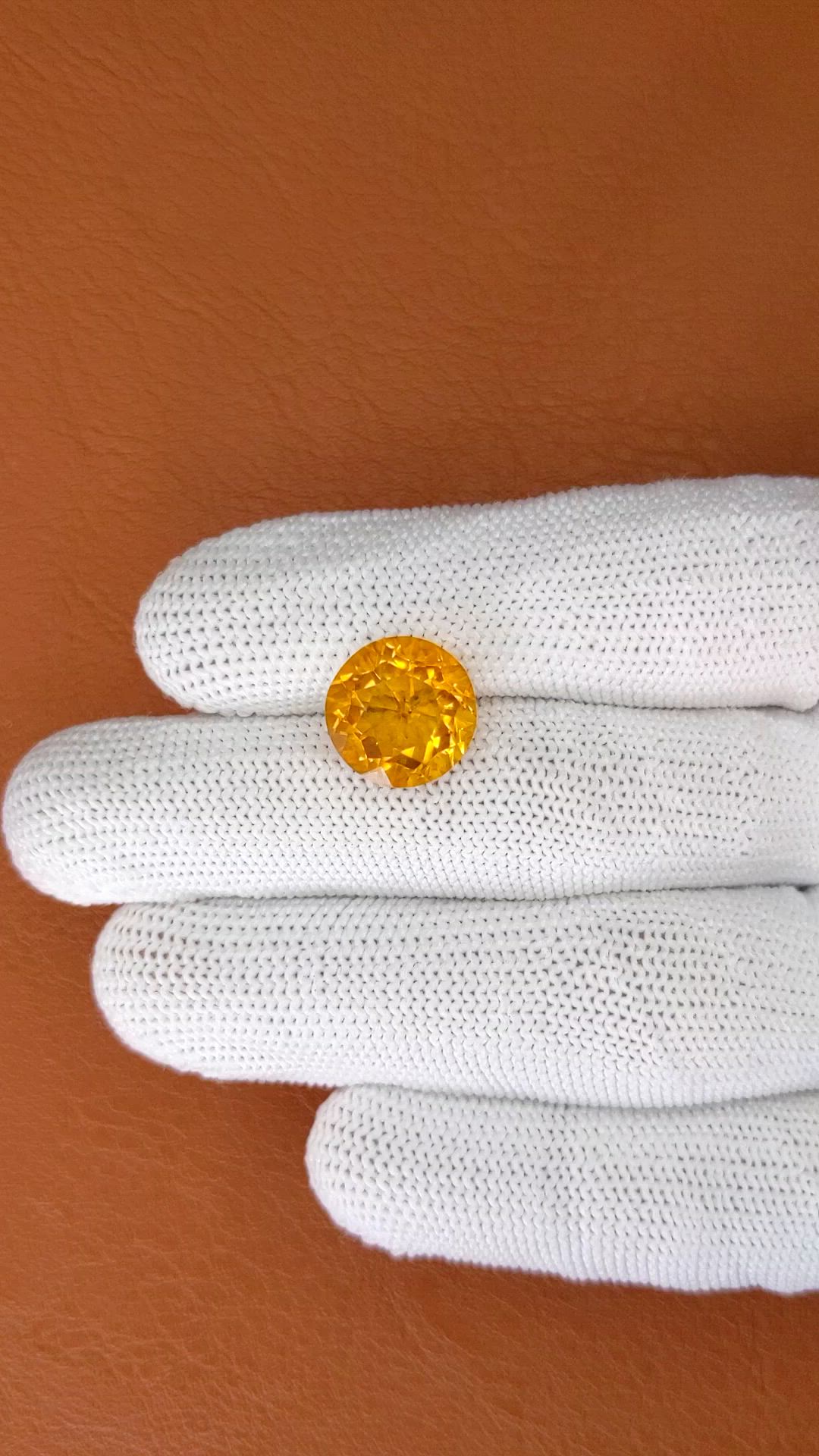 6.50 Ct. Orangish Yellow Citrine from Brazil Size Video