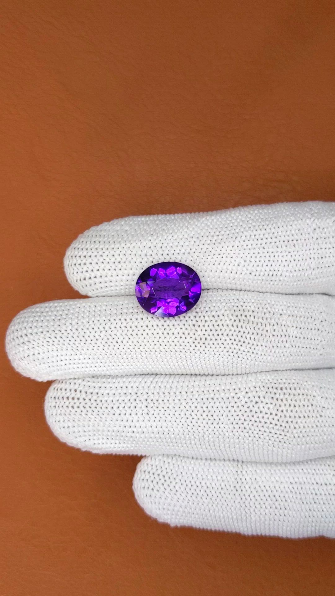5.54 Ct. Purple Amethyst from Brazil Size Video