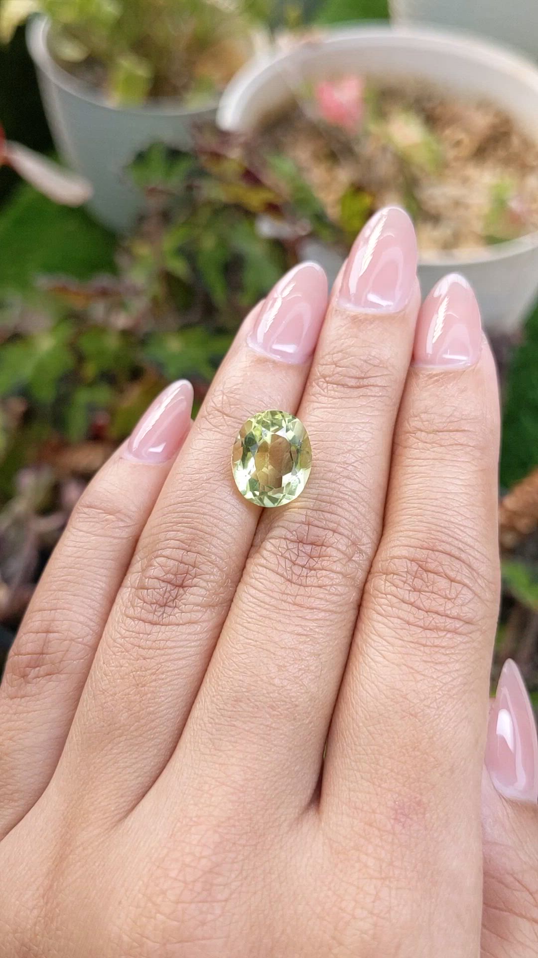 5.51 Ct. Yellowish Green Prasiolite from Madagascar Size Video