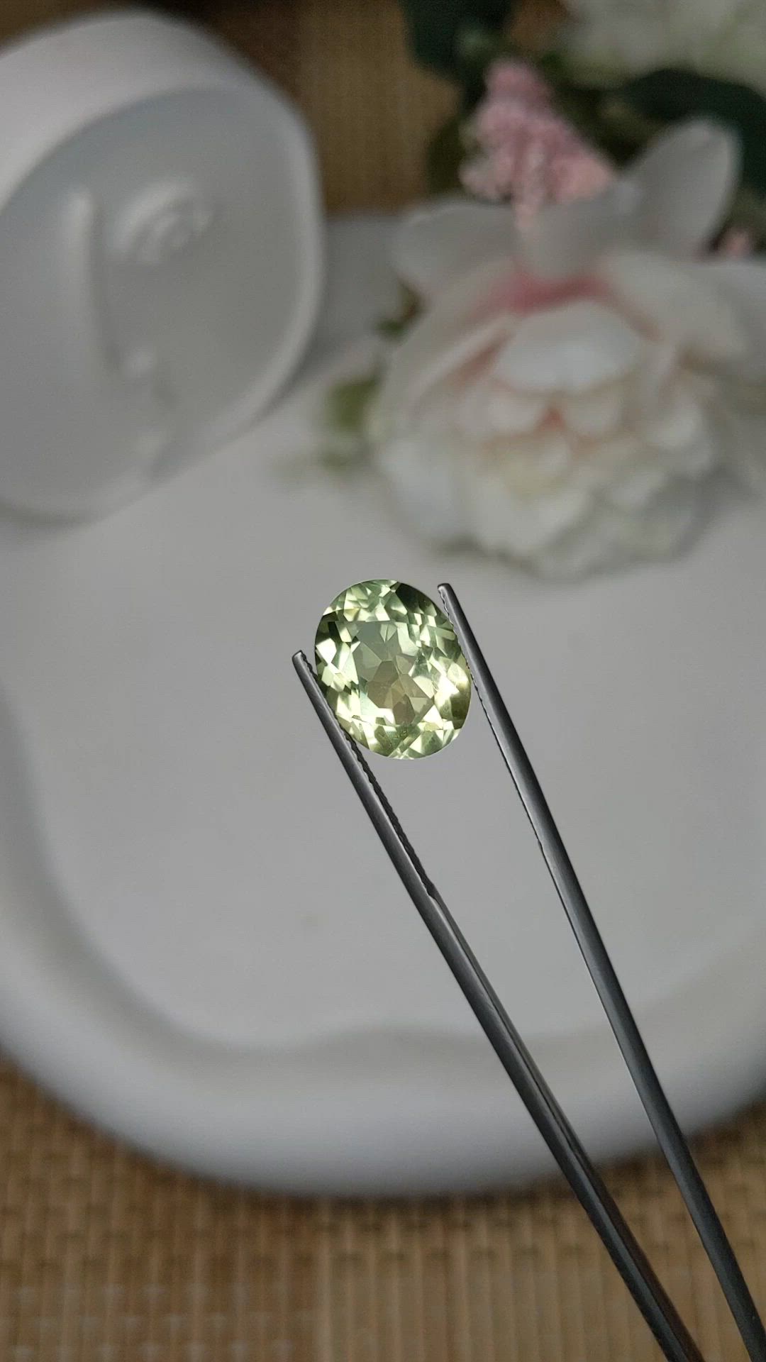 5.72 Ct. Yellowish Green Prasiolite from Brazil Size Video