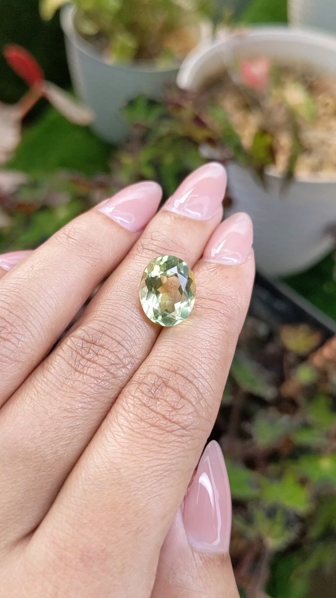 5.72 Ct. Yellowish Green Prasiolite from Brazil Size Video