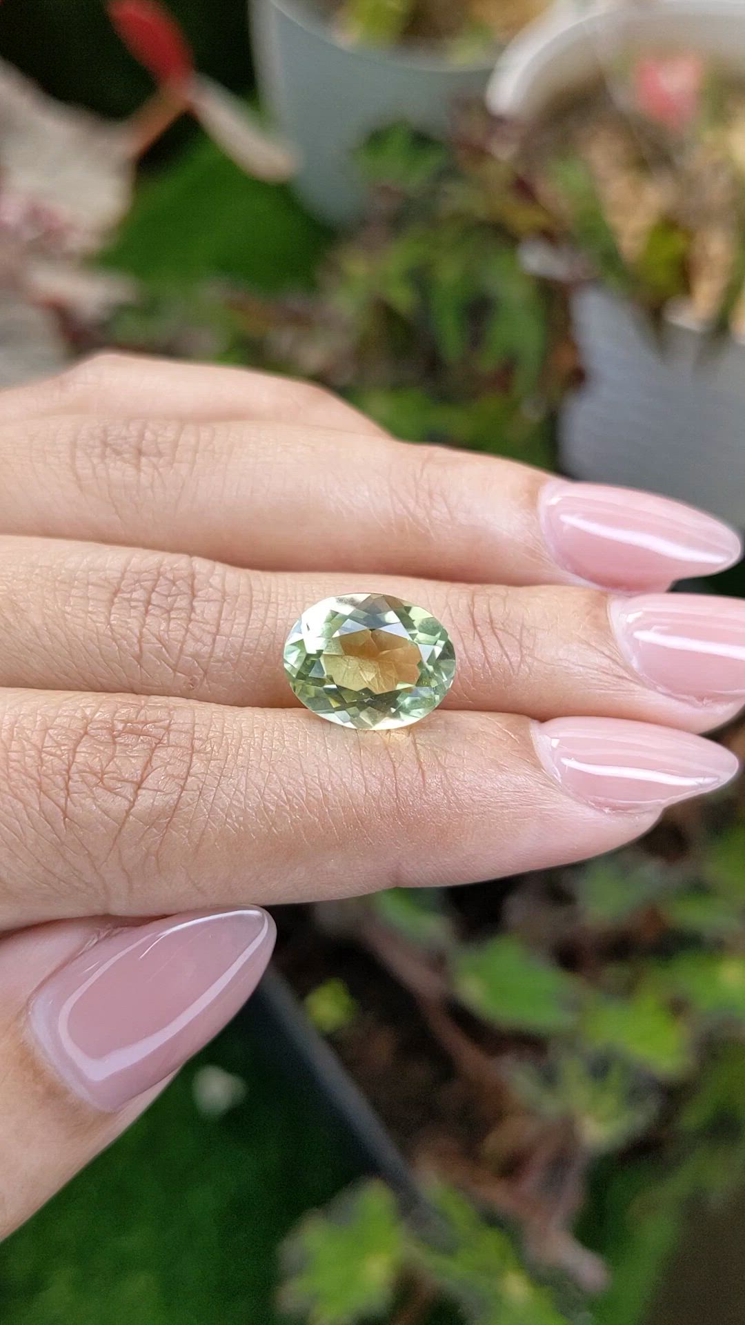 5.72 Ct. Yellowish Green Prasiolite from Brazil Size Video