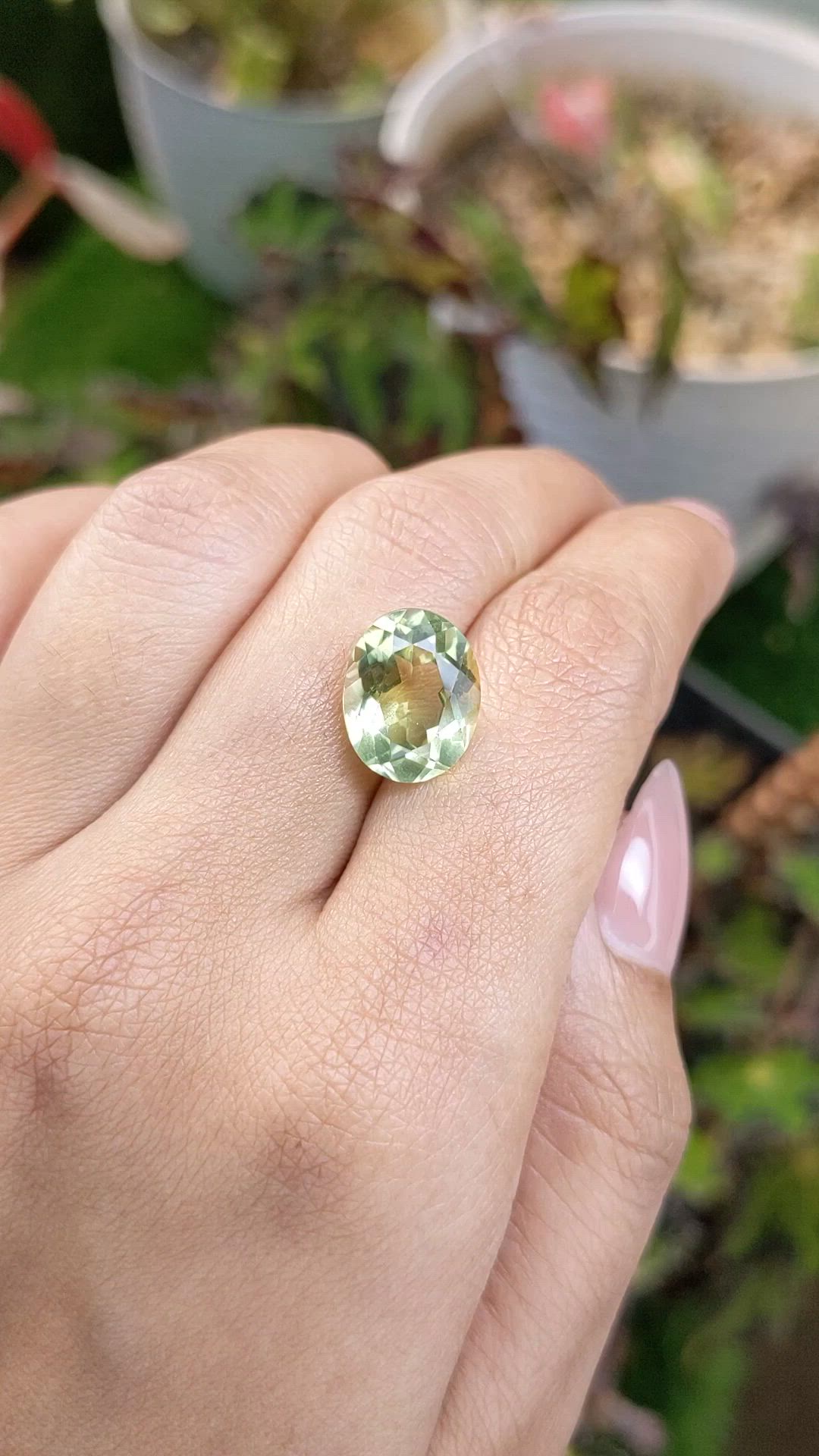5.72 Ct. Yellowish Green Prasiolite from Brazil Size Video
