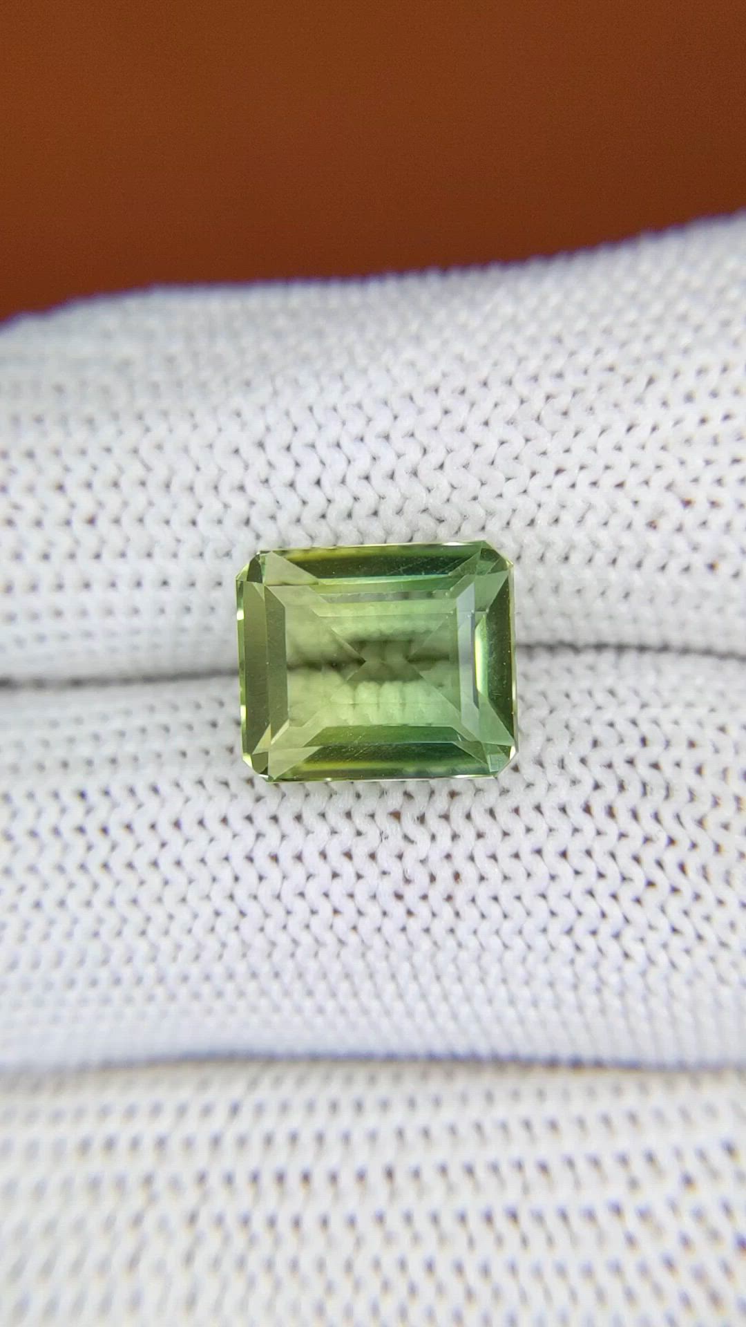 5.93 Ct. Yellowish Green Prasiolite from Brazil Size Video