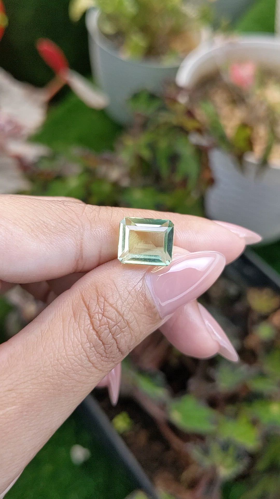 5.93 Ct. Yellowish Green Prasiolite from Brazil Size Video