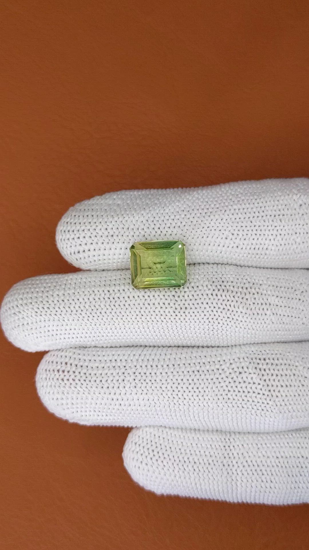 5.93 Ct. Yellowish Green Prasiolite from Brazil Size Video