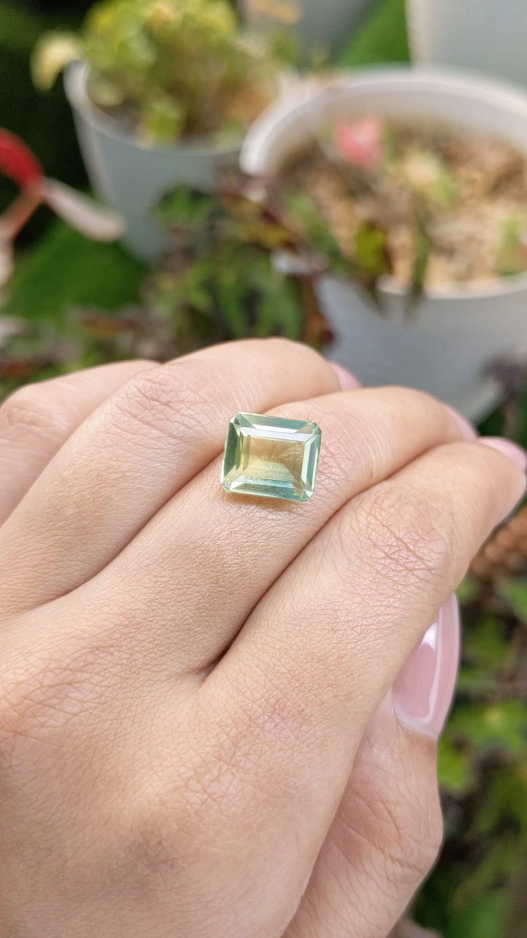 5.93 Ct. Yellowish Green Prasiolite from Brazil Size Video