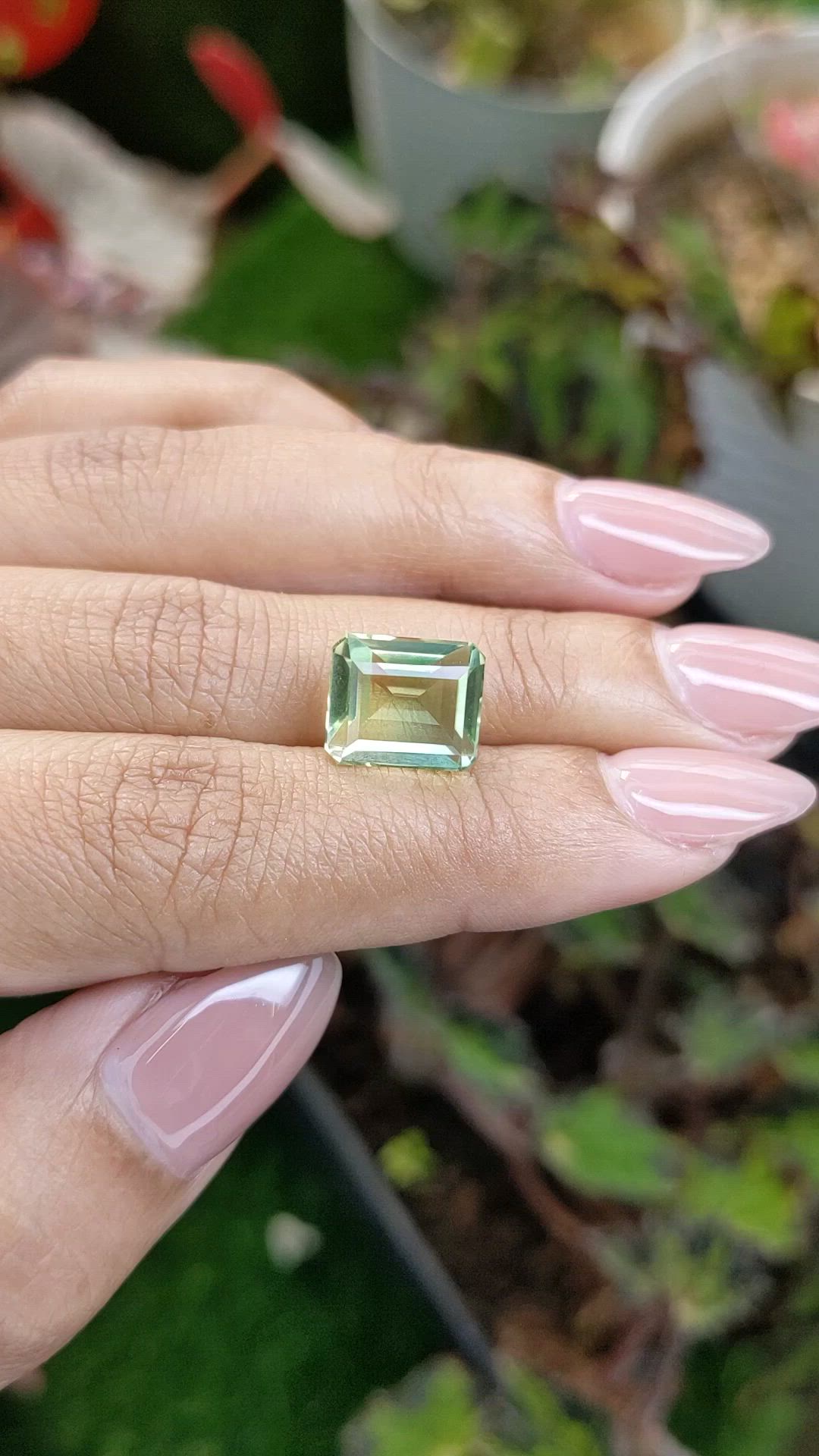 5.93 Ct. Yellowish Green Prasiolite from Brazil Size Video