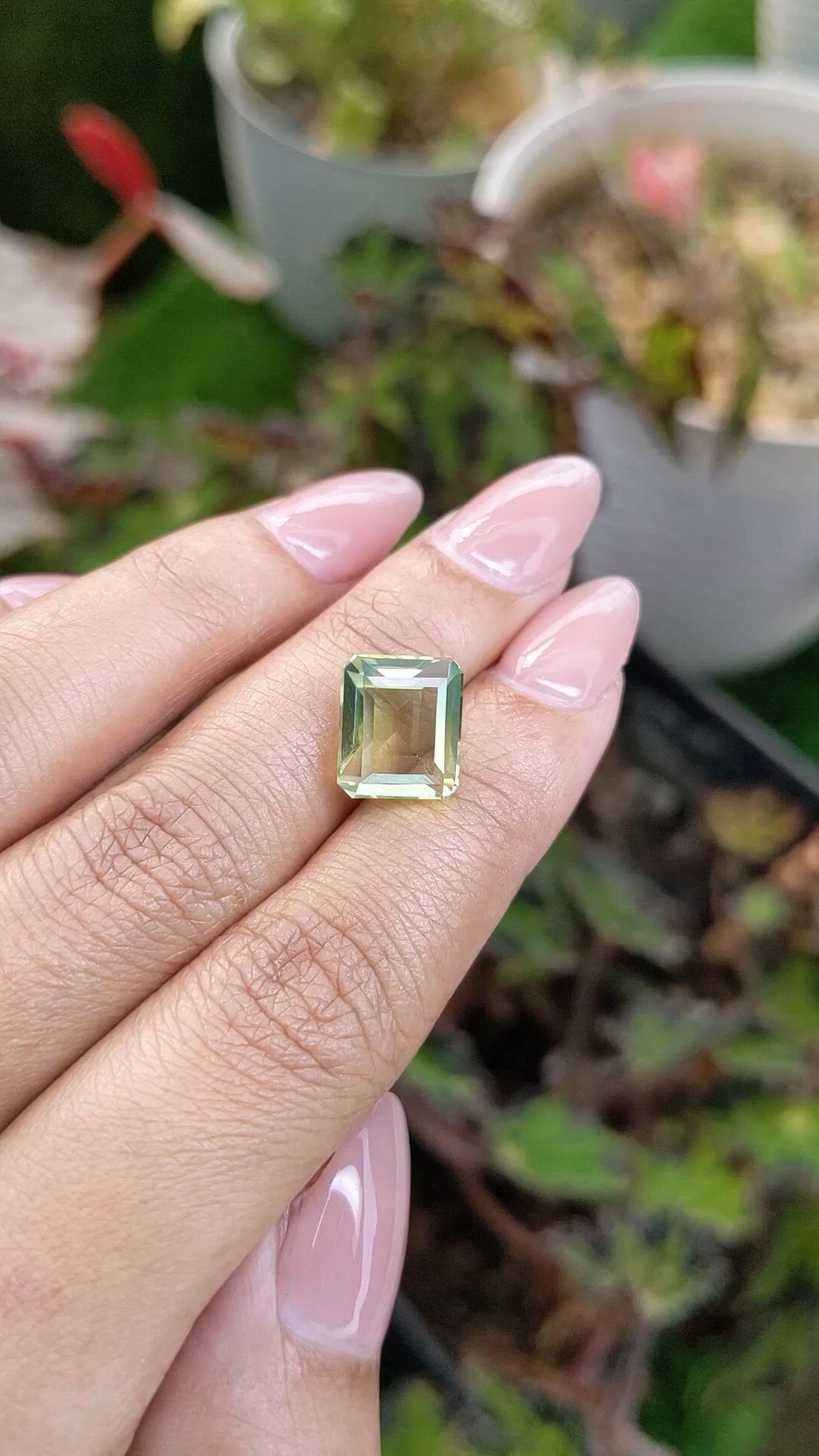 5.93 Ct. Yellowish Green Prasiolite from Brazil Size Video