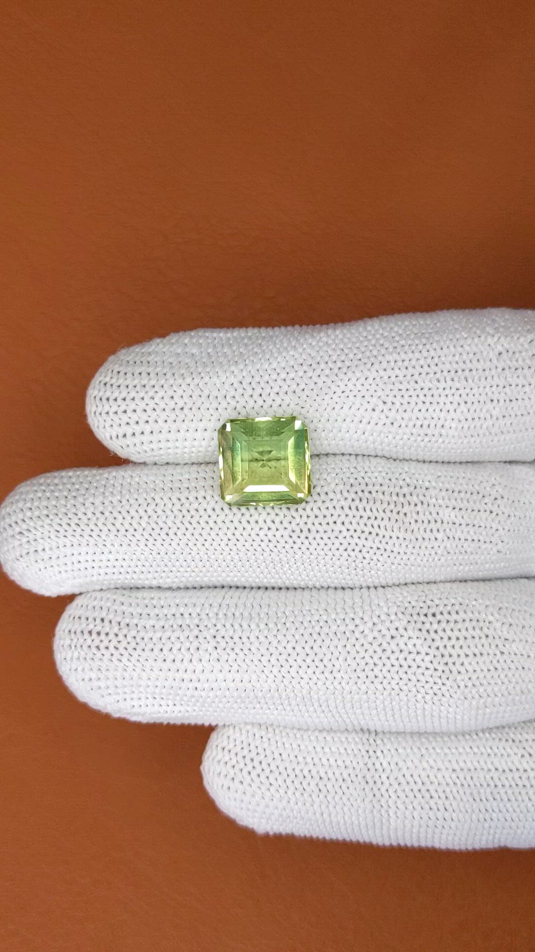6.03 Ct. Yellowish Green Prasiolite from Brazil Size Video