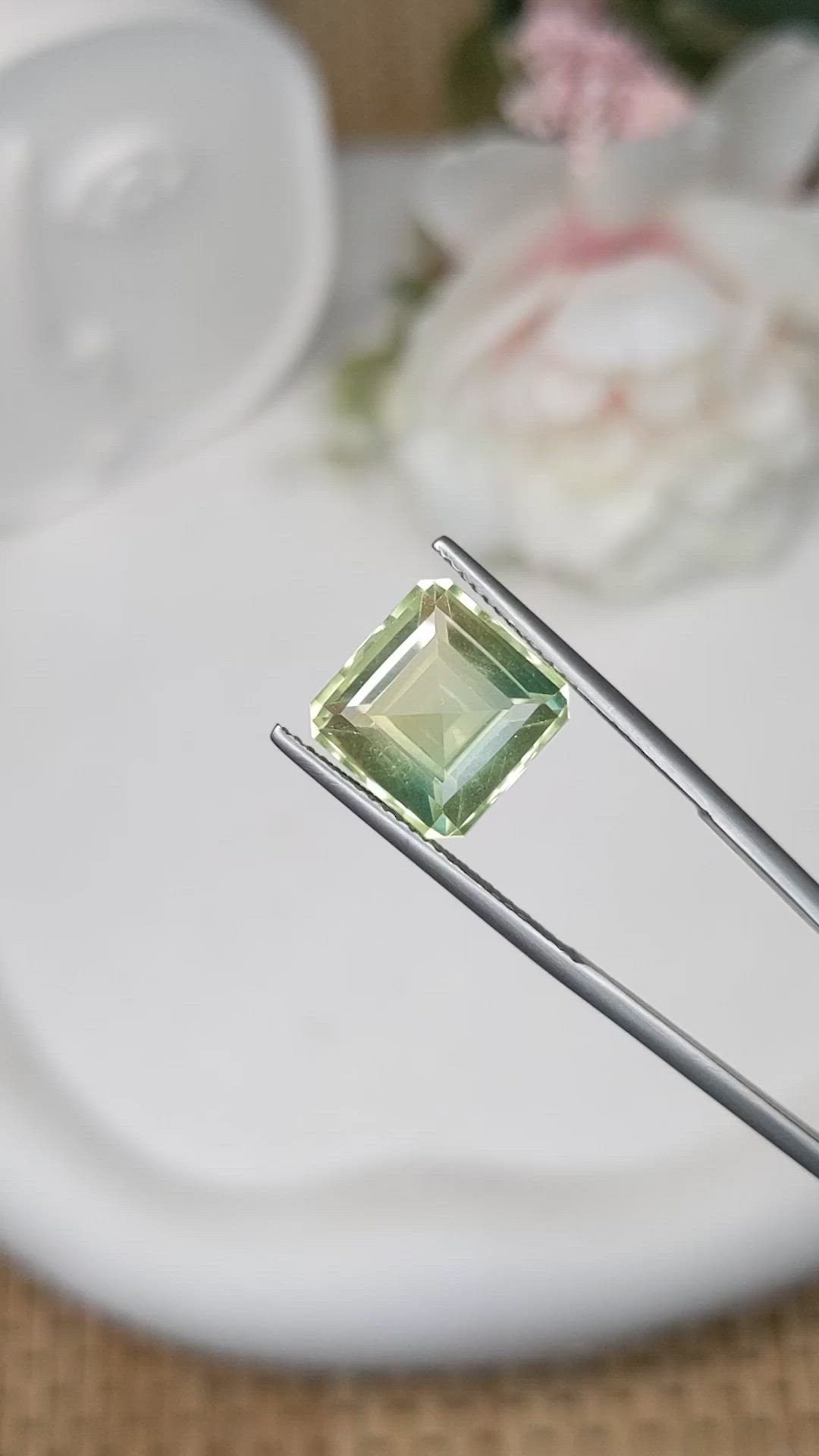 6.03 Ct. Yellowish Green Prasiolite from Brazil Size Video