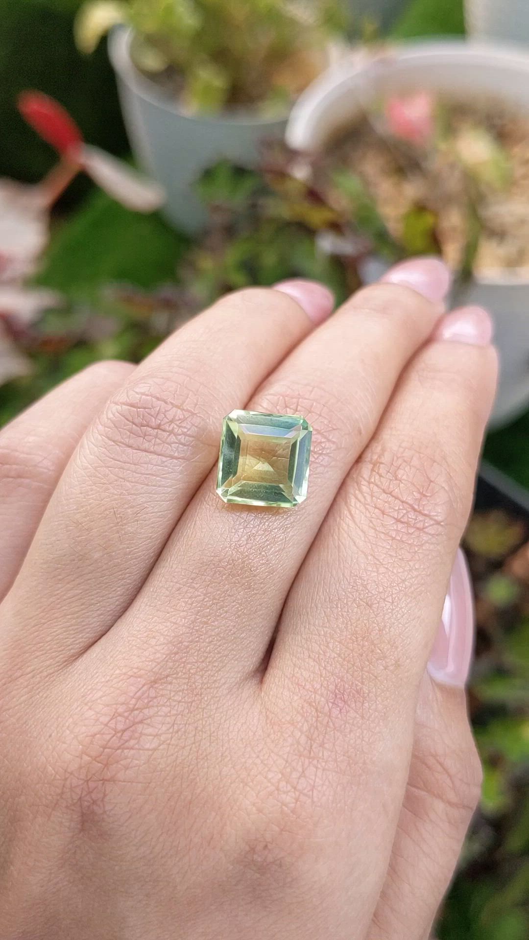 6.03 Ct. Yellowish Green Prasiolite from Brazil Size Video