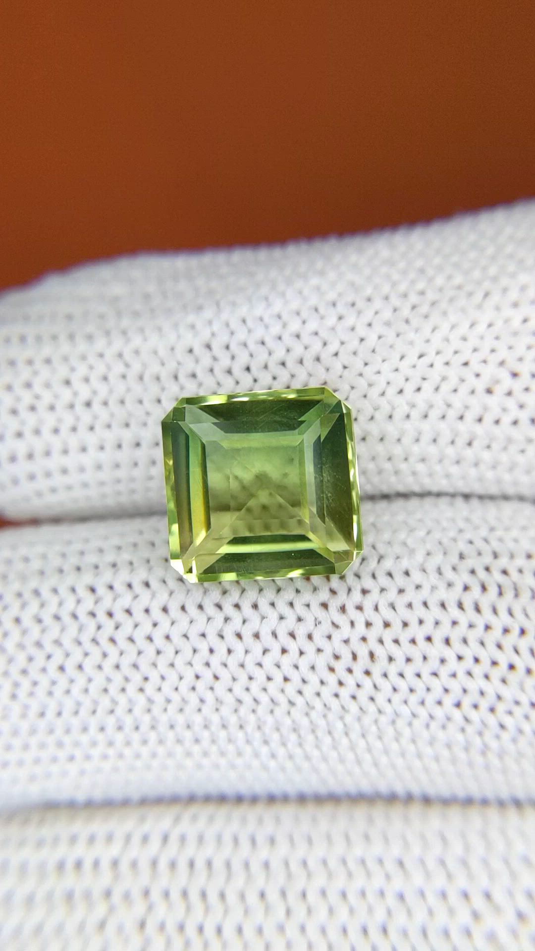 6.03 Ct. Yellowish Green Prasiolite from Brazil Size Video
