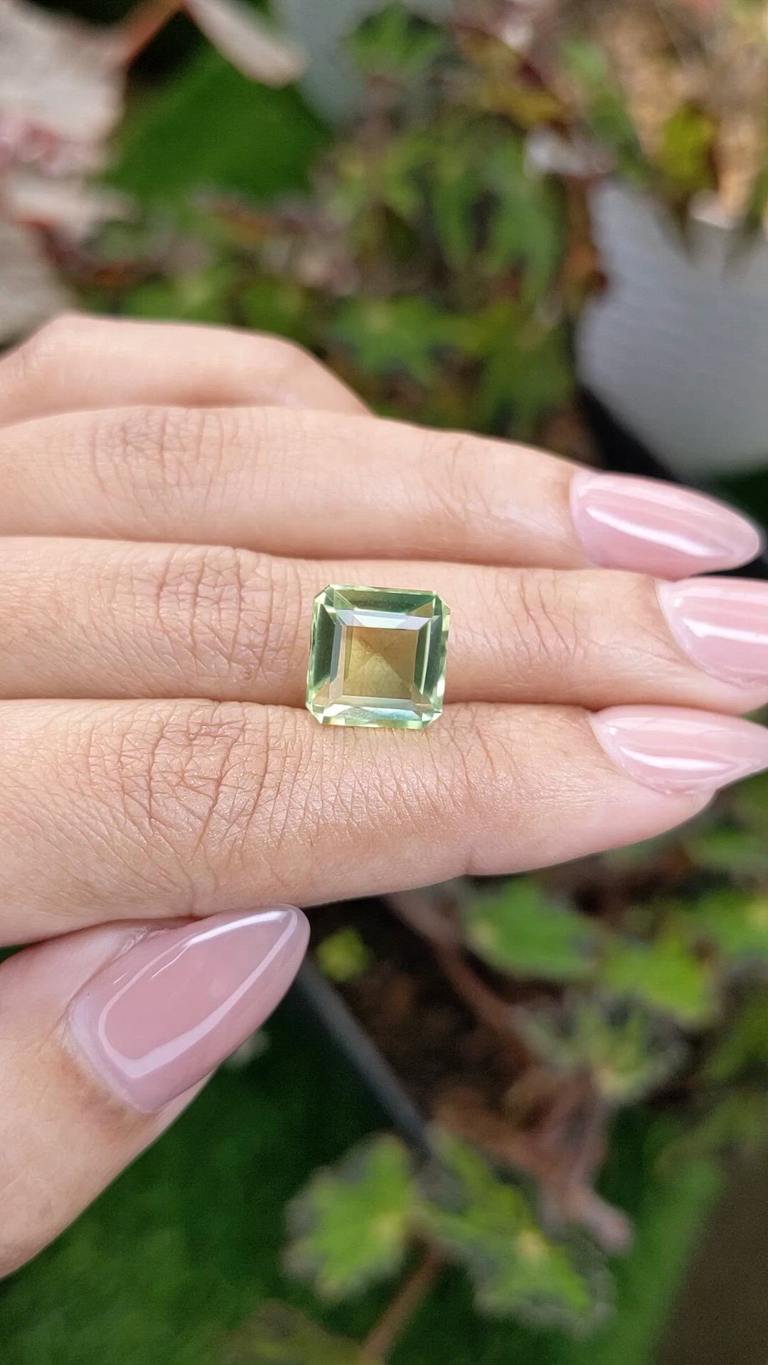 6.03 Ct. Yellowish Green Prasiolite from Brazil Size Video