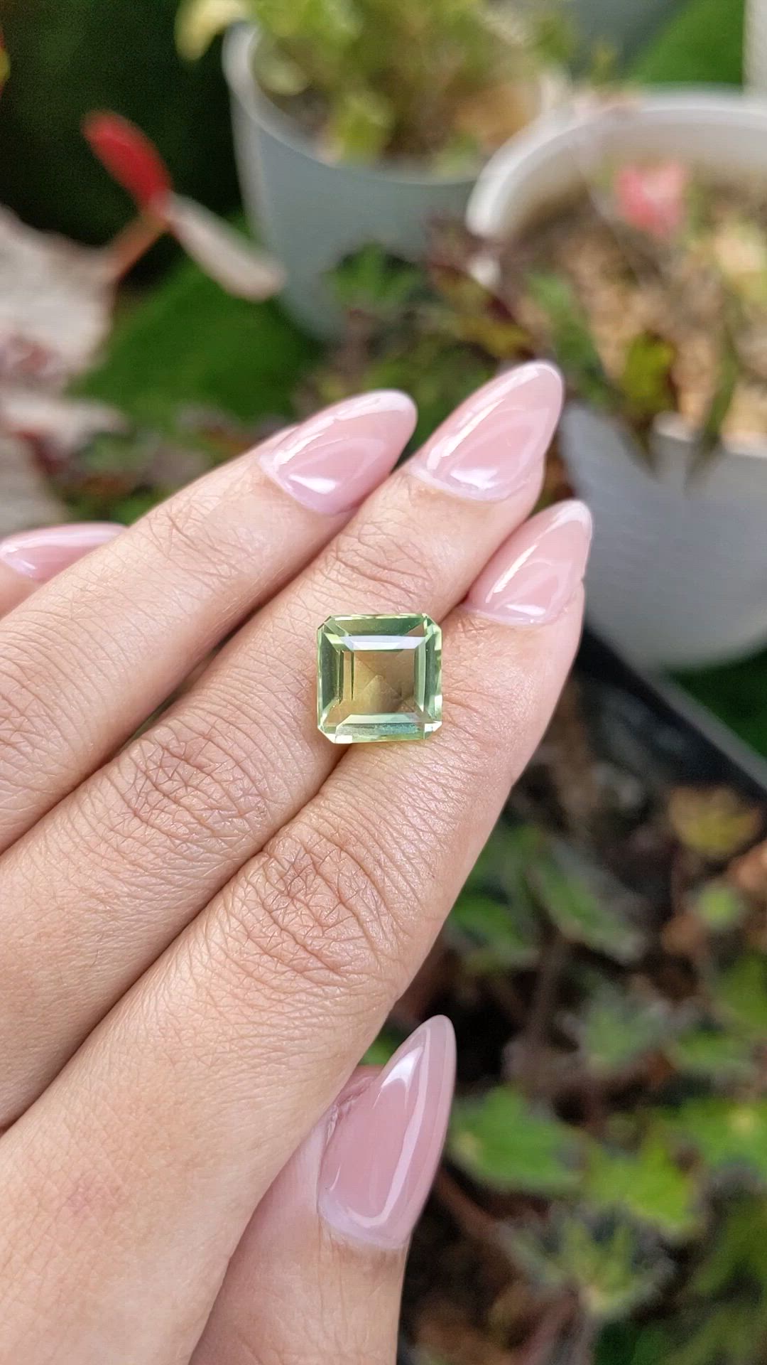 6.03 Ct. Yellowish Green Prasiolite from Brazil Size Video