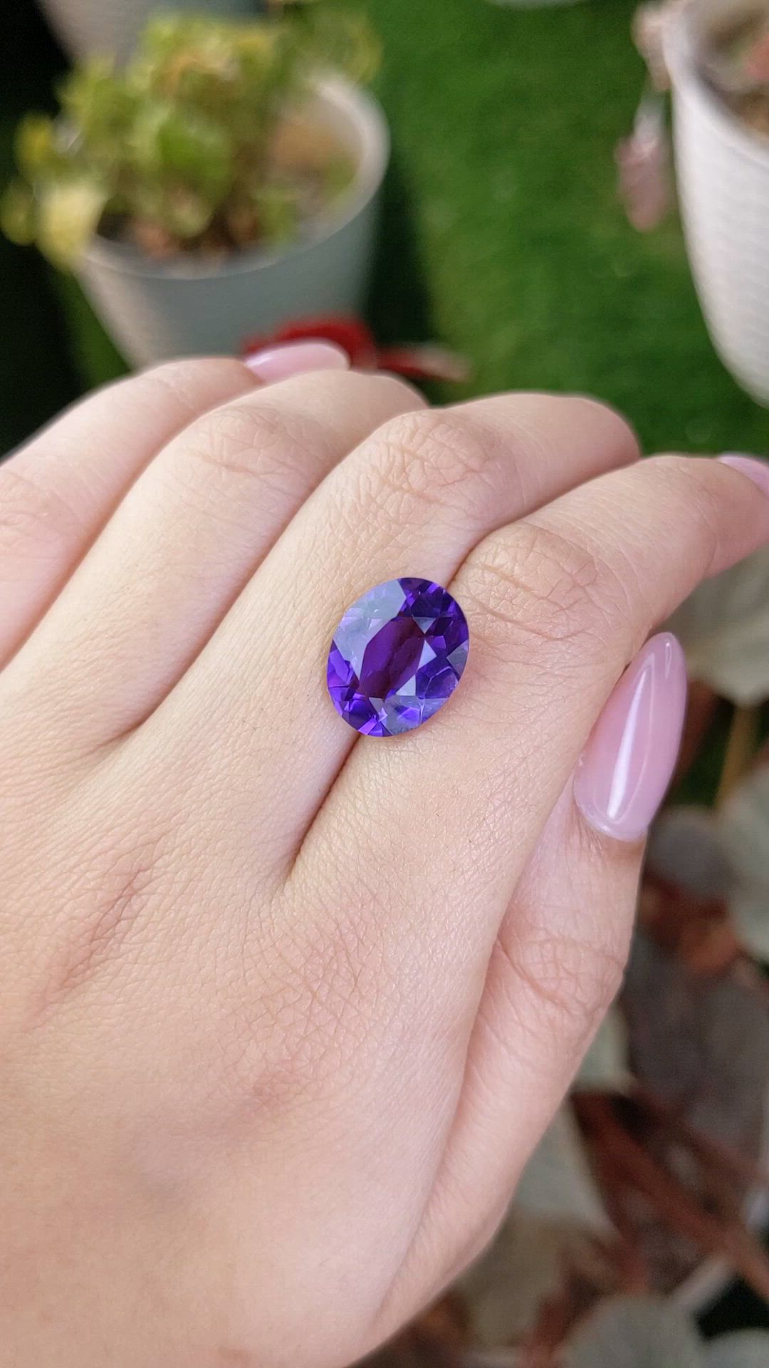 5.97 Ct. Purple Amethyst from Brazil Size Video