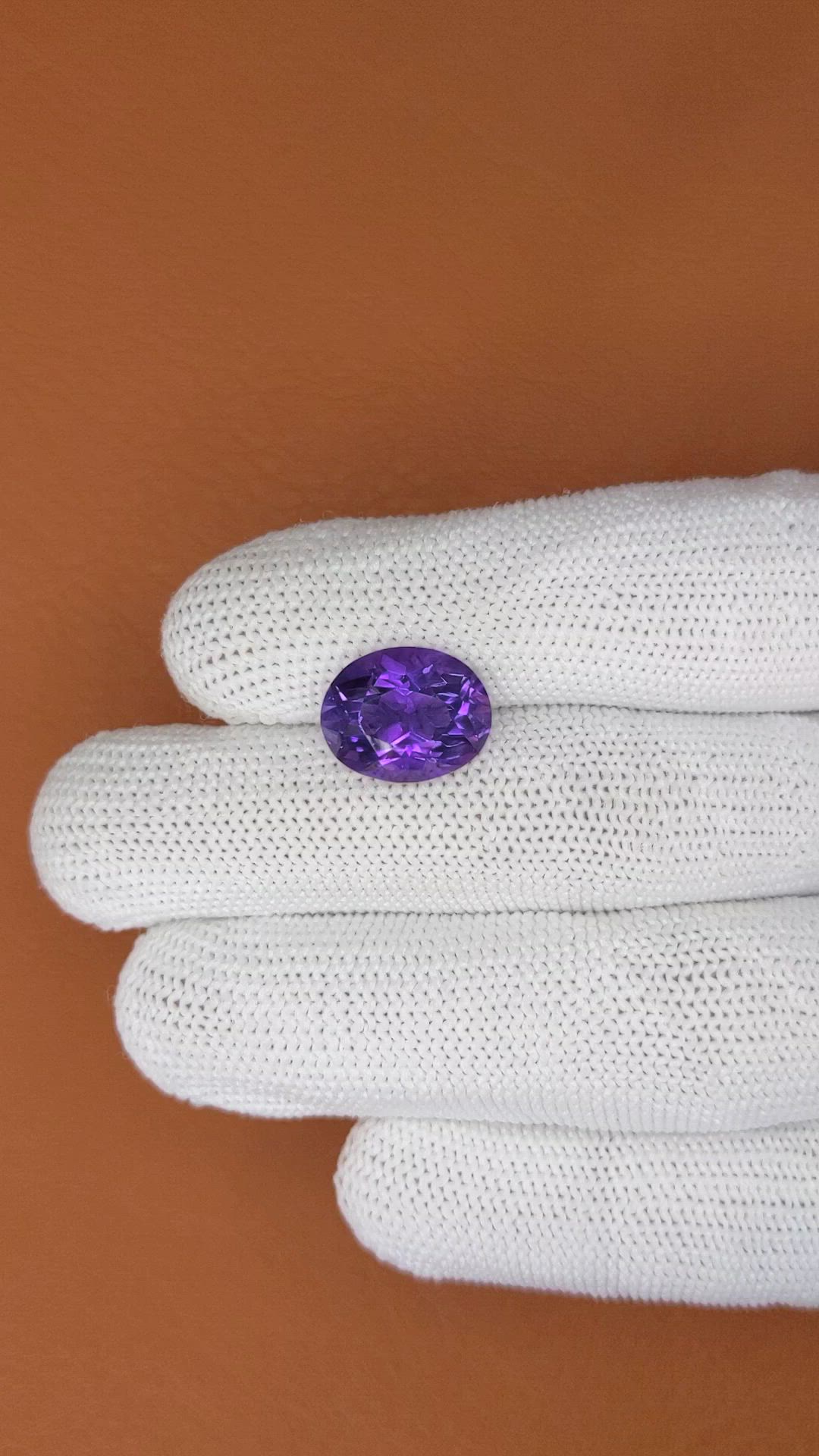 5.68 Ct. Purple Amethyst from Brazil Size Video