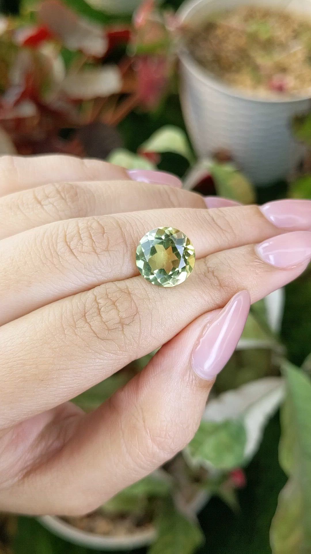 6.27 Ct. Yellowish Green Prasiolite from Brazil Size Video
