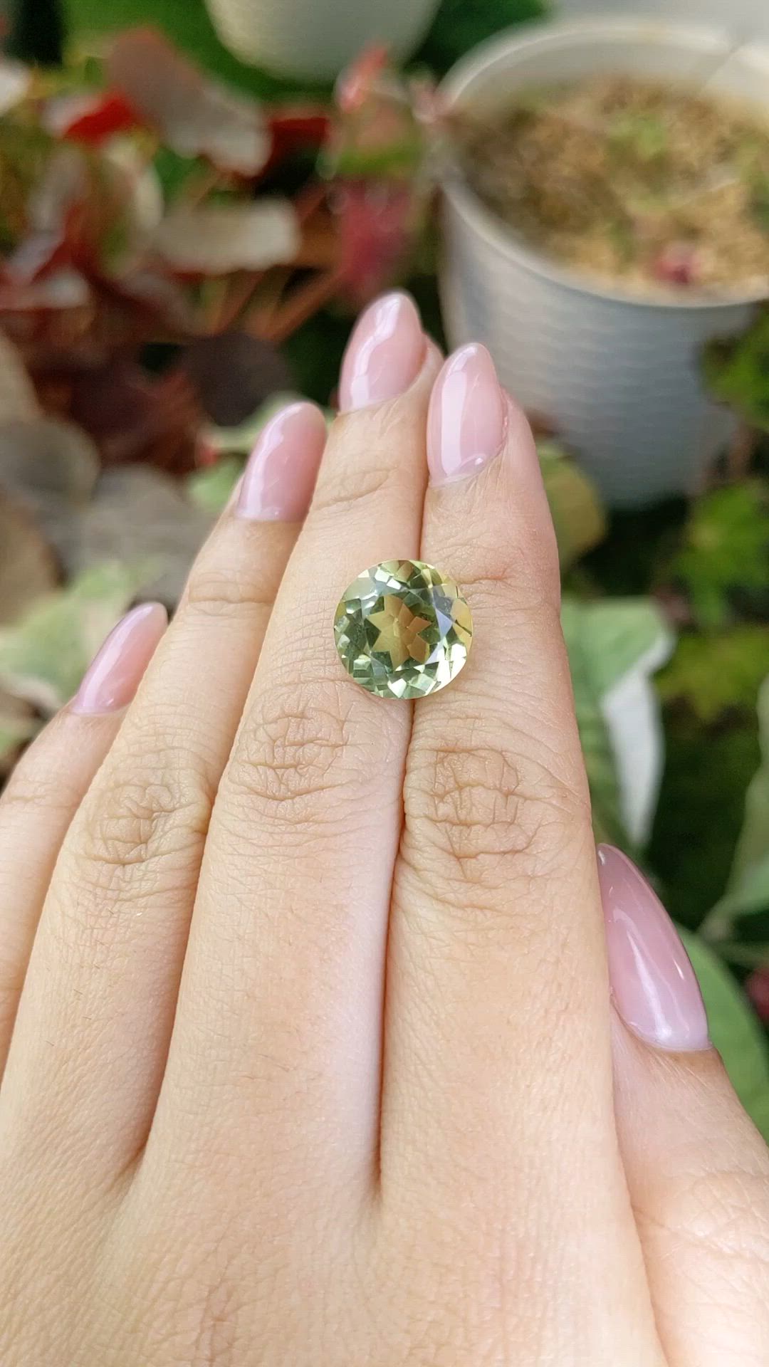 6.27 Ct. Yellowish Green Prasiolite from Brazil Size Video