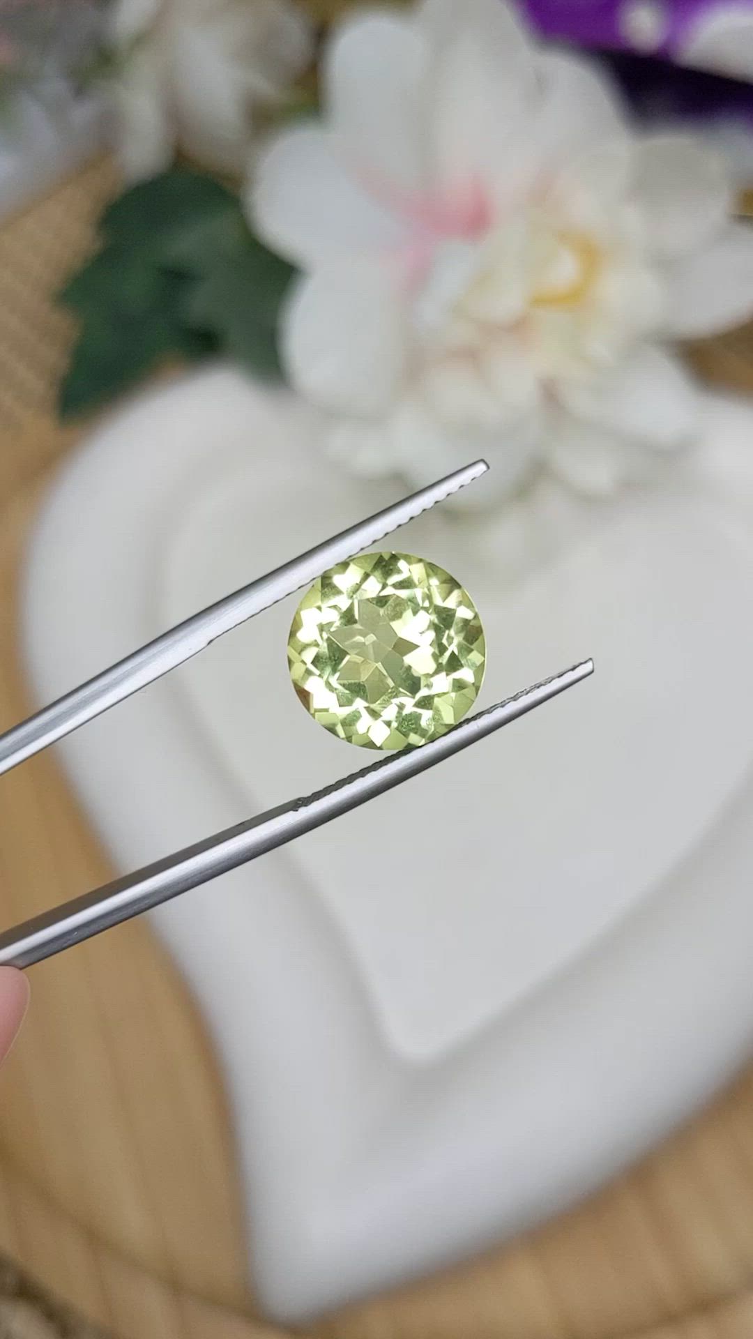 6.27 Ct. Yellowish Green Prasiolite from Brazil Size Video
