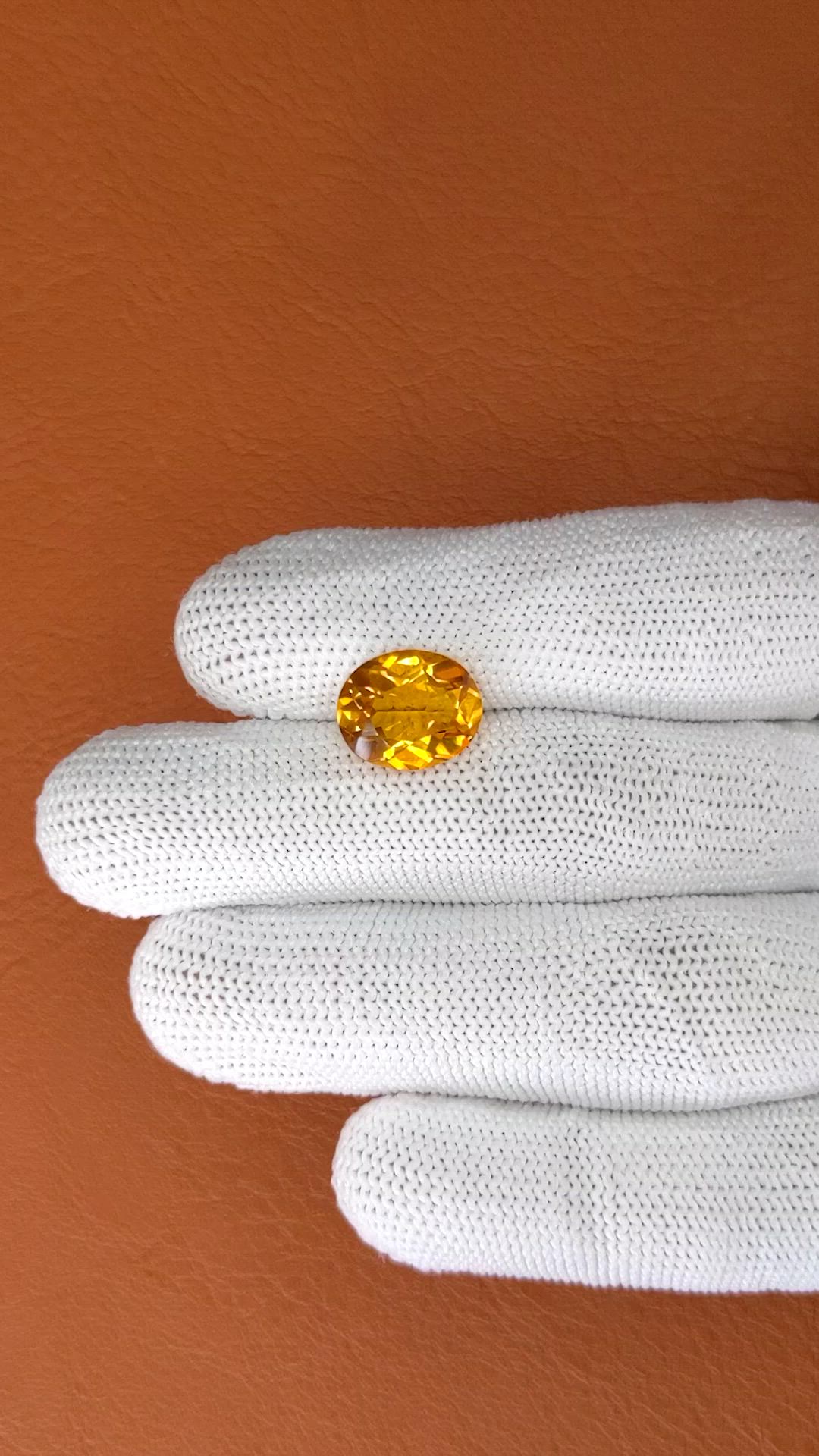 4.40 Ct. Yellow Citrine from Brazil Size Video