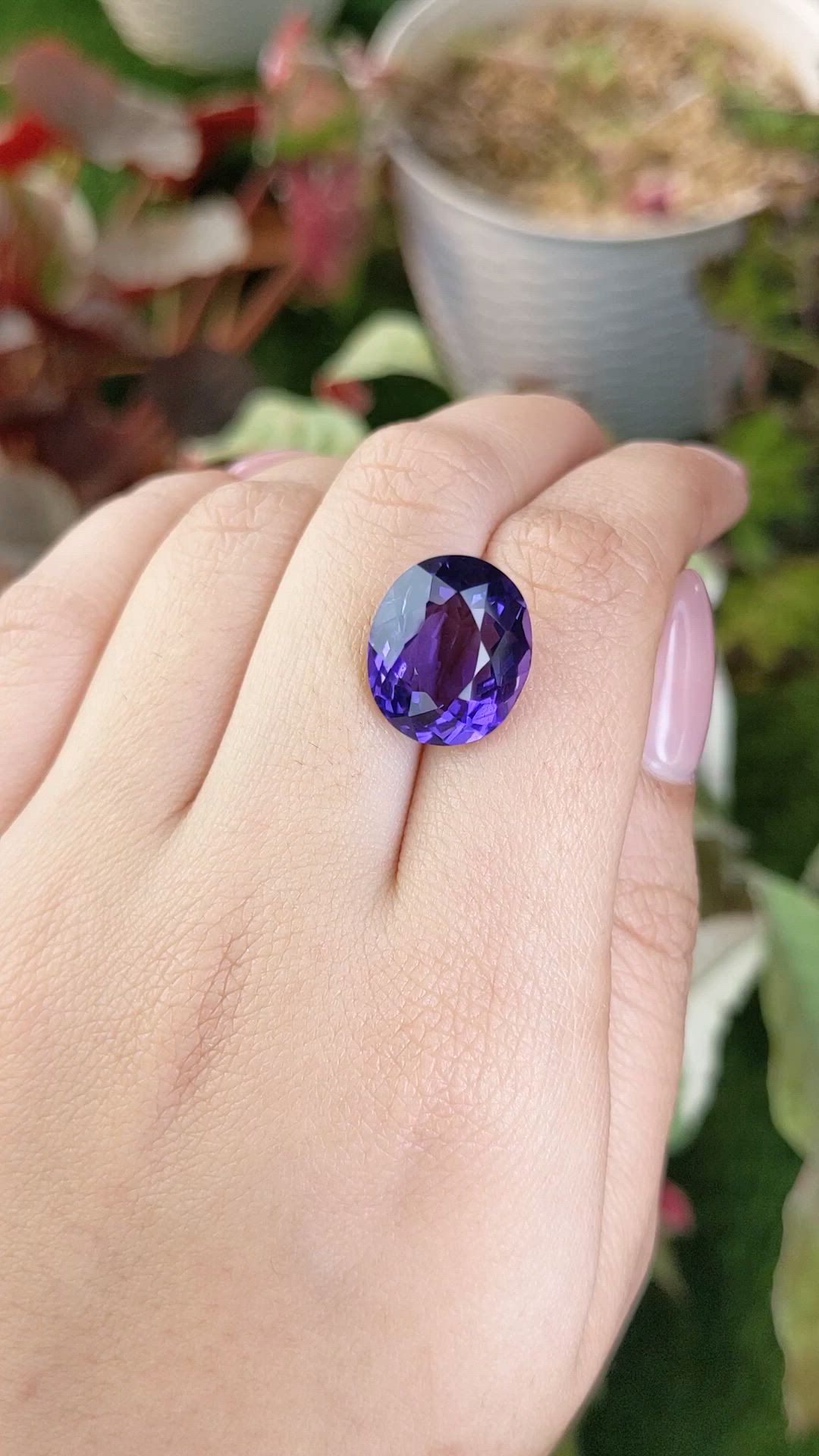 10.91 Ct. Purple Amethyst from Brazil Size Video