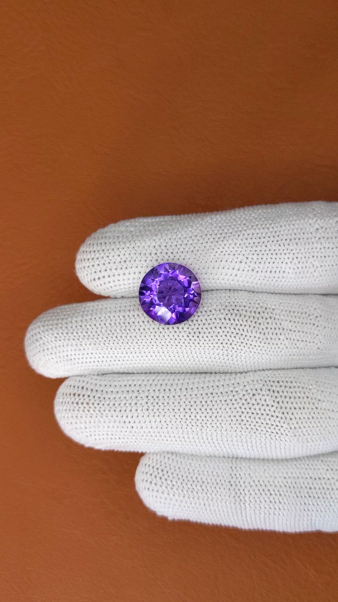 7.09 Ct. Purple Amethyst from Brazil Size Video