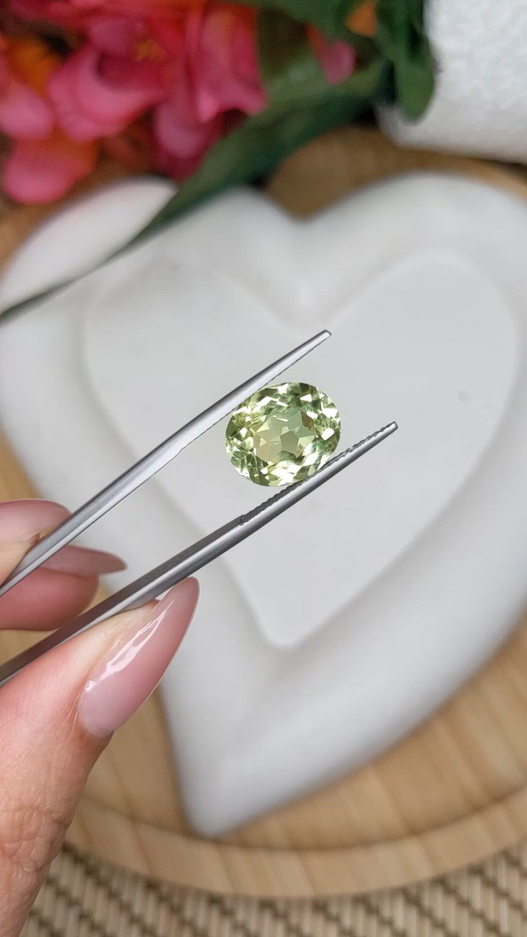 5.40 Ct. Yellowish Green Prasiolite from Brazil Size Video