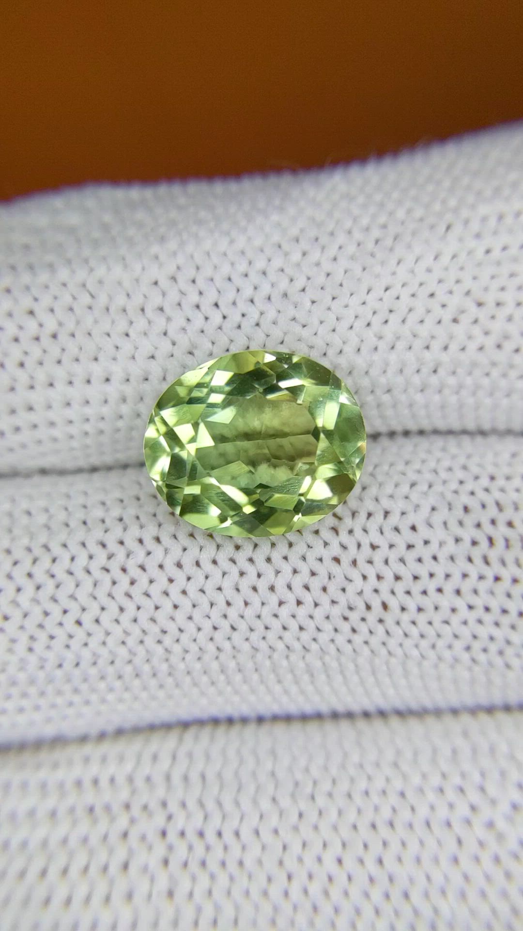 5.40 Ct. Yellowish Green Prasiolite from Brazil Size Video