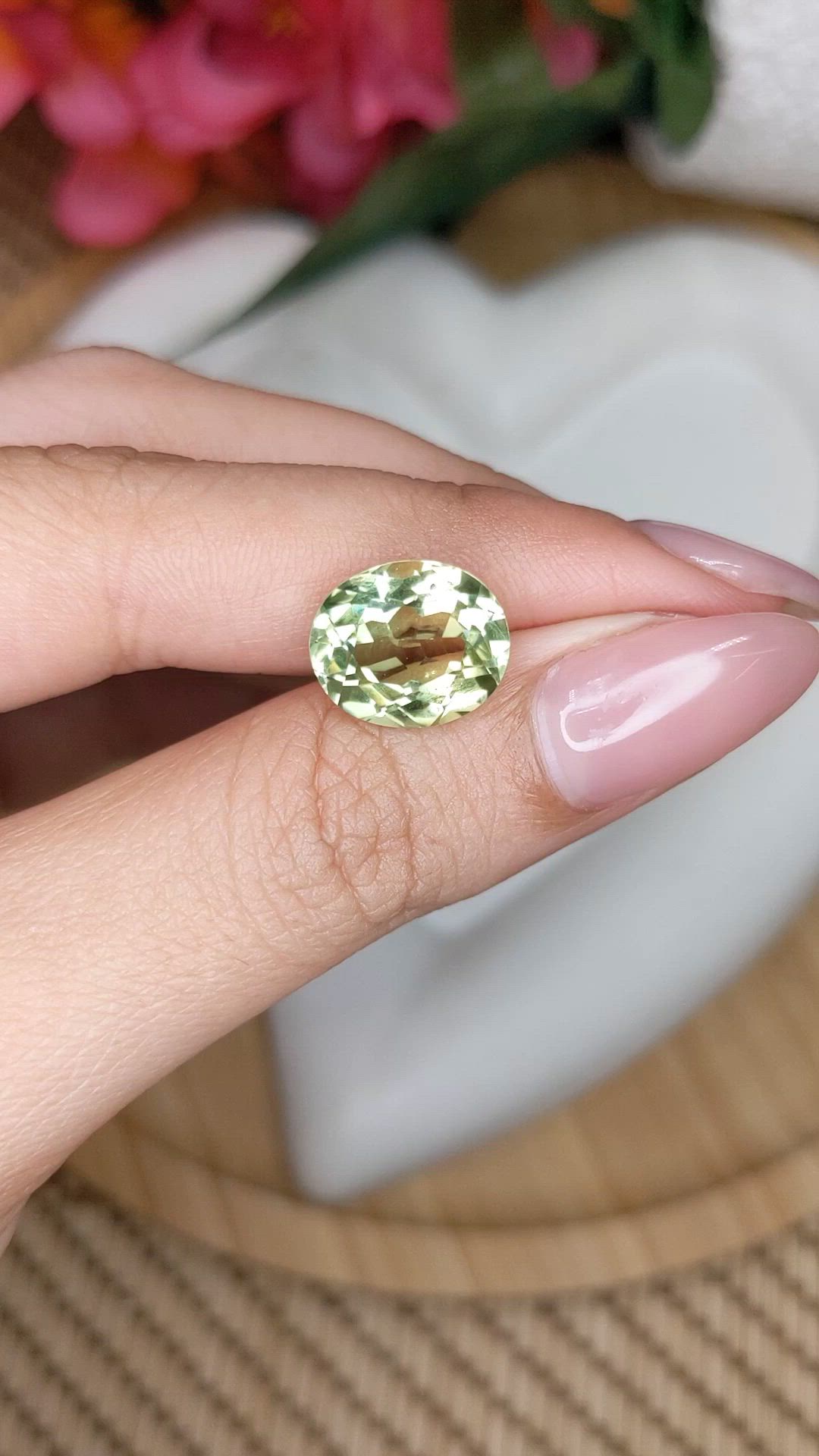 5.40 Ct. Yellowish Green Prasiolite from Brazil Size Video