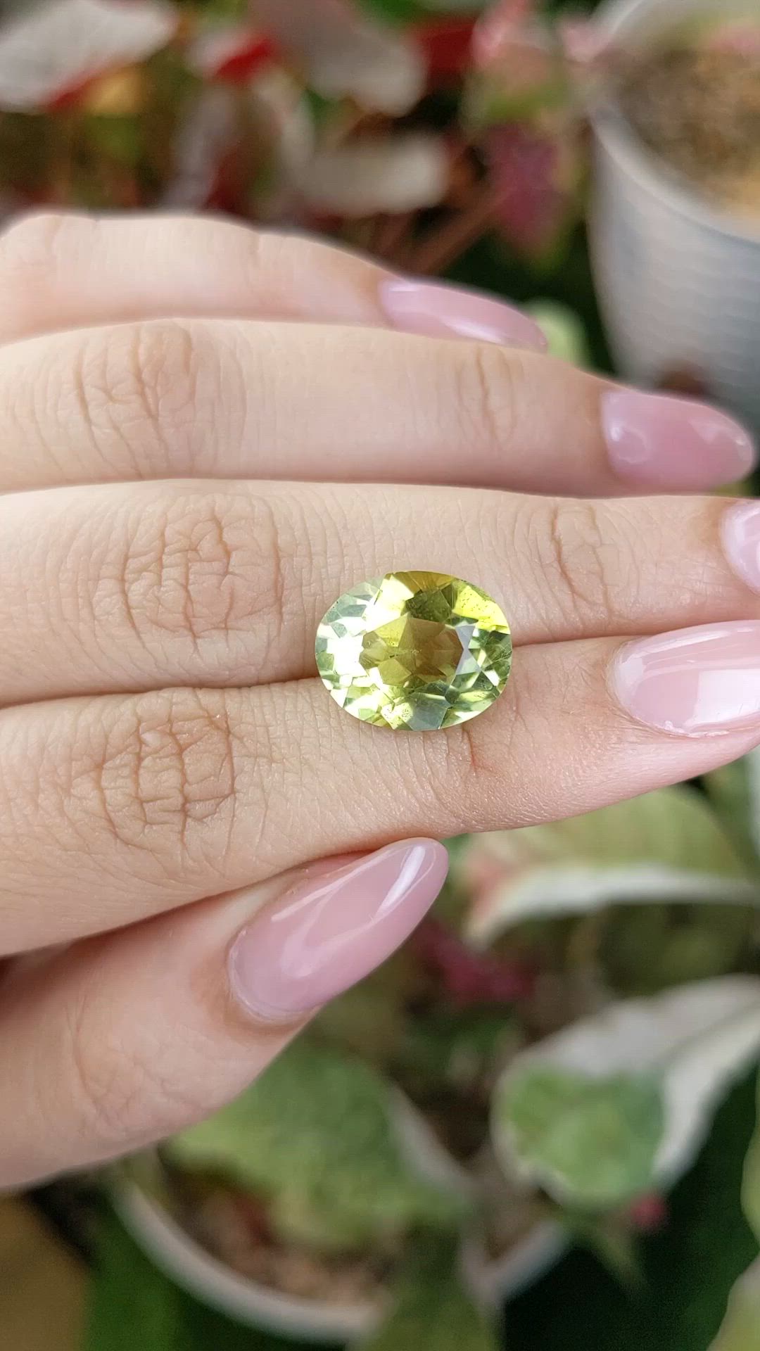 6.49 Ct. Yellowish Green Prasiolite from Brazil Size Video