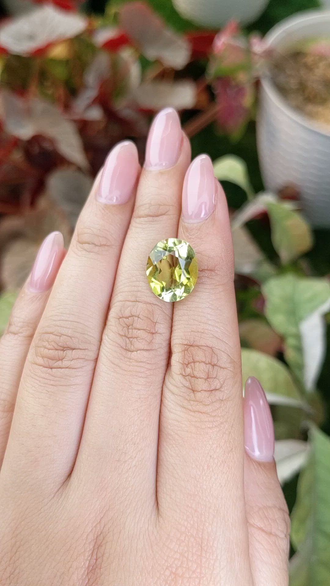 6.49 Ct. Yellowish Green Prasiolite from Brazil Size Video