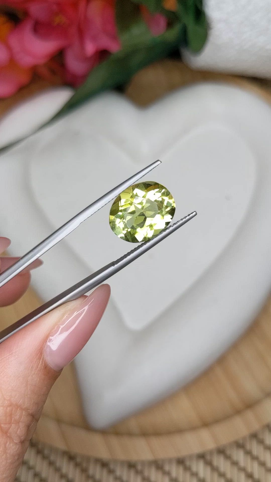 6.49 Ct. Yellowish Green Prasiolite from Brazil Size Video