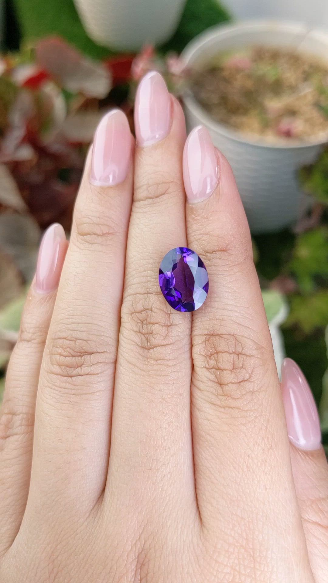 4.24 Ct. Purple Amethyst from Brazil Size Video